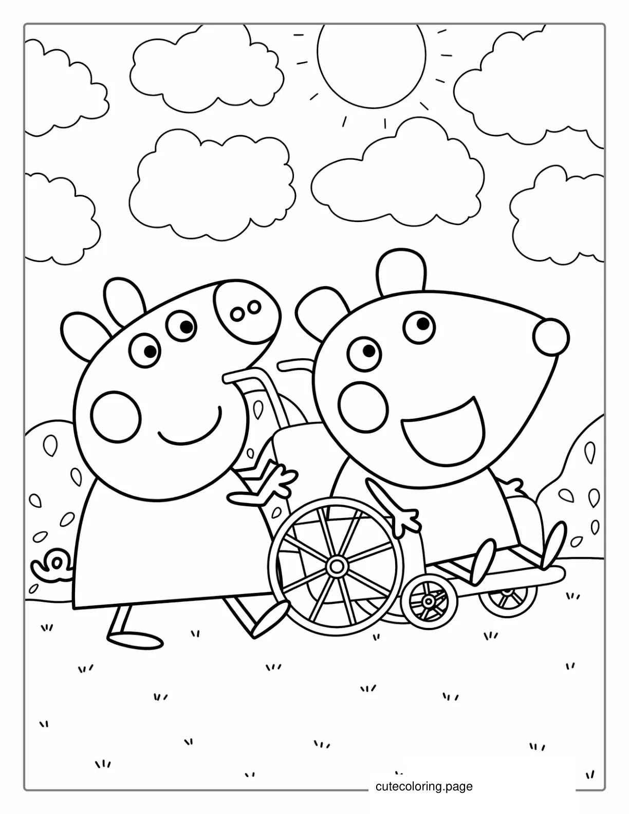 Peppa Pig And Many Mouse Coloring Page coloring page