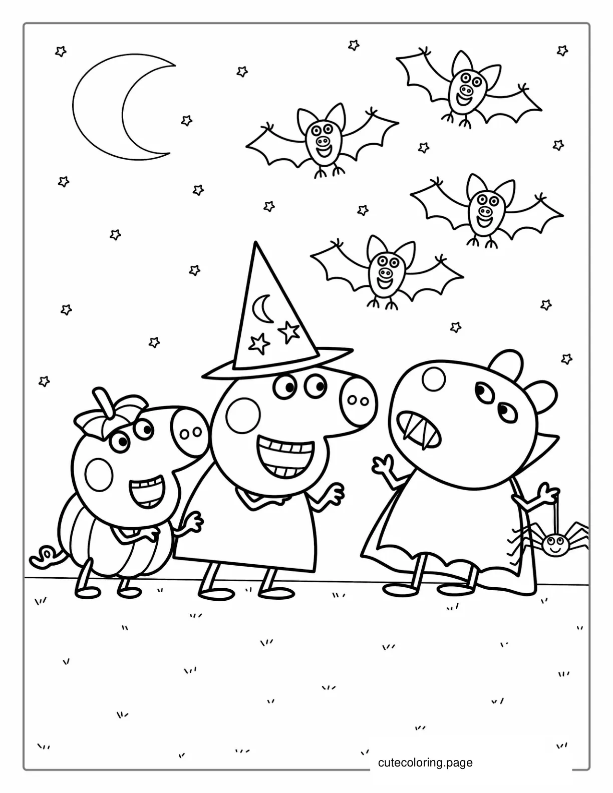 Peppa Pig Halloween Themed Coloring Page coloring page