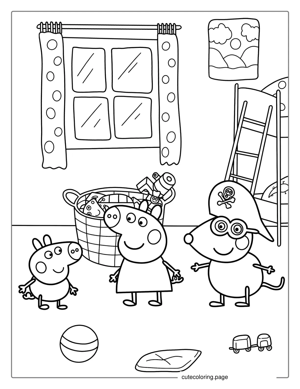 Peppa Pig Playing Games With Friends coloring page