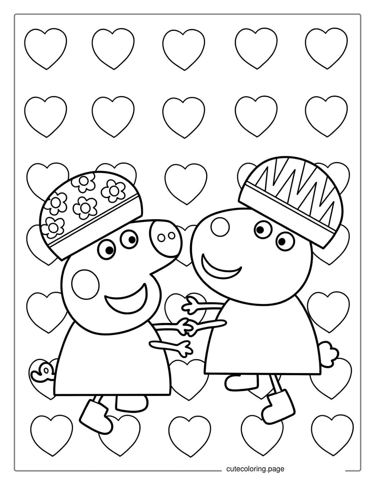 Peppa Pig Playing With Suzy Sheep coloring page