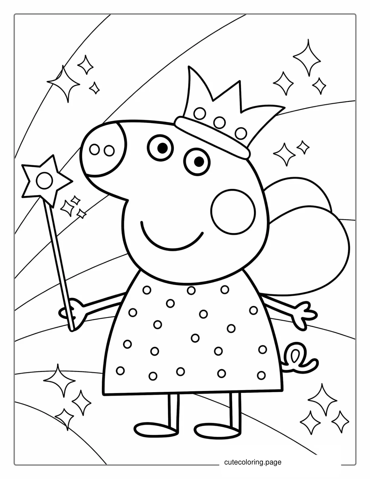 Peppa Pig Wearing Fairy Outfit To Color coloring page