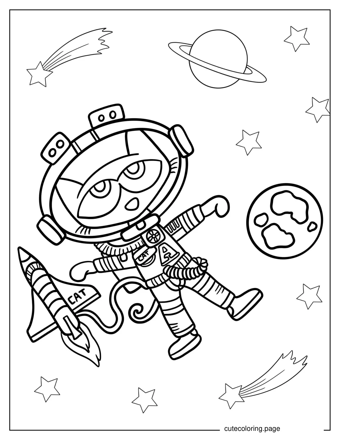 Coloring Page Of Pete The Cat In Space coloring page