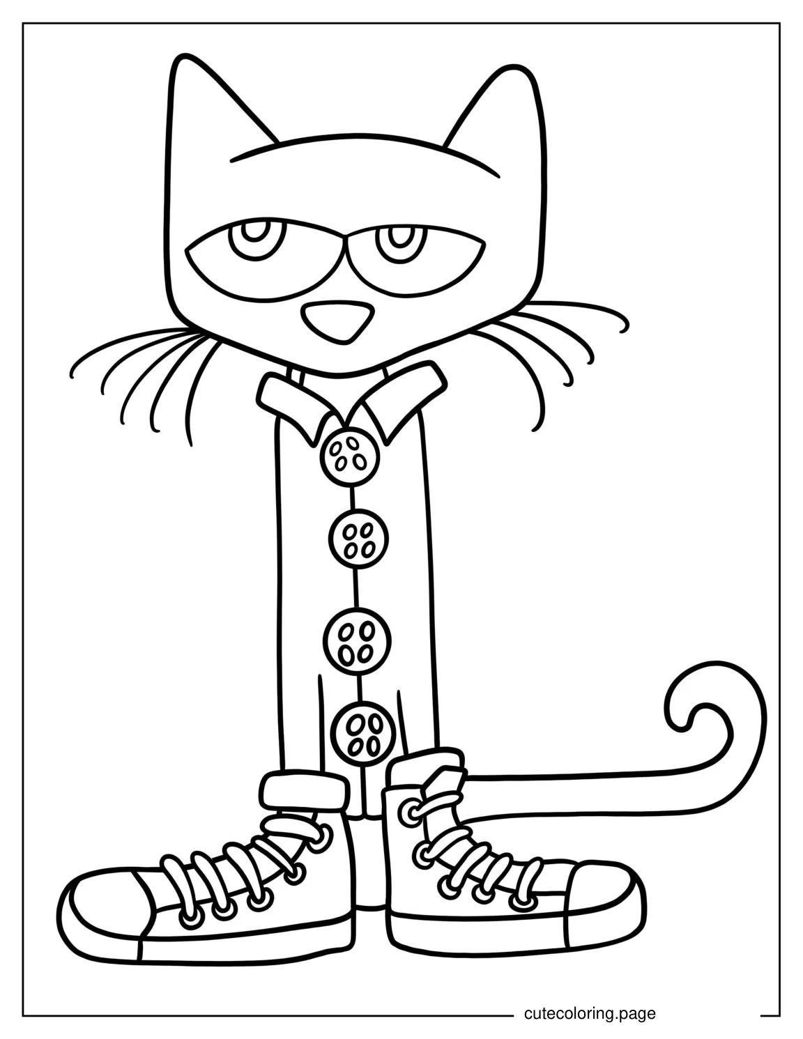 Easy Pete The Cat Coloring Page For Preschoolers coloring page