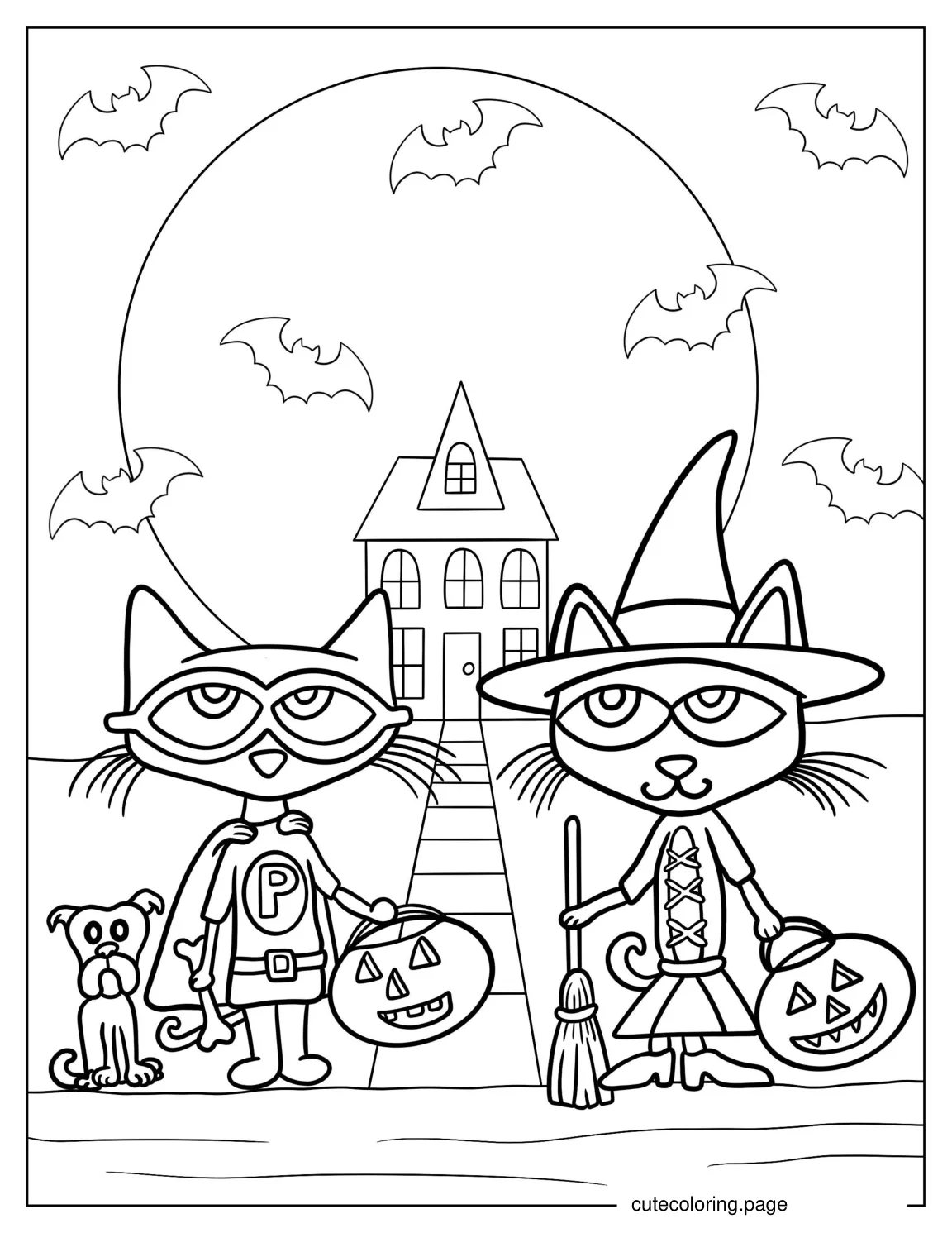 Halloween Themed Pete The Cat Coloring Page coloring page