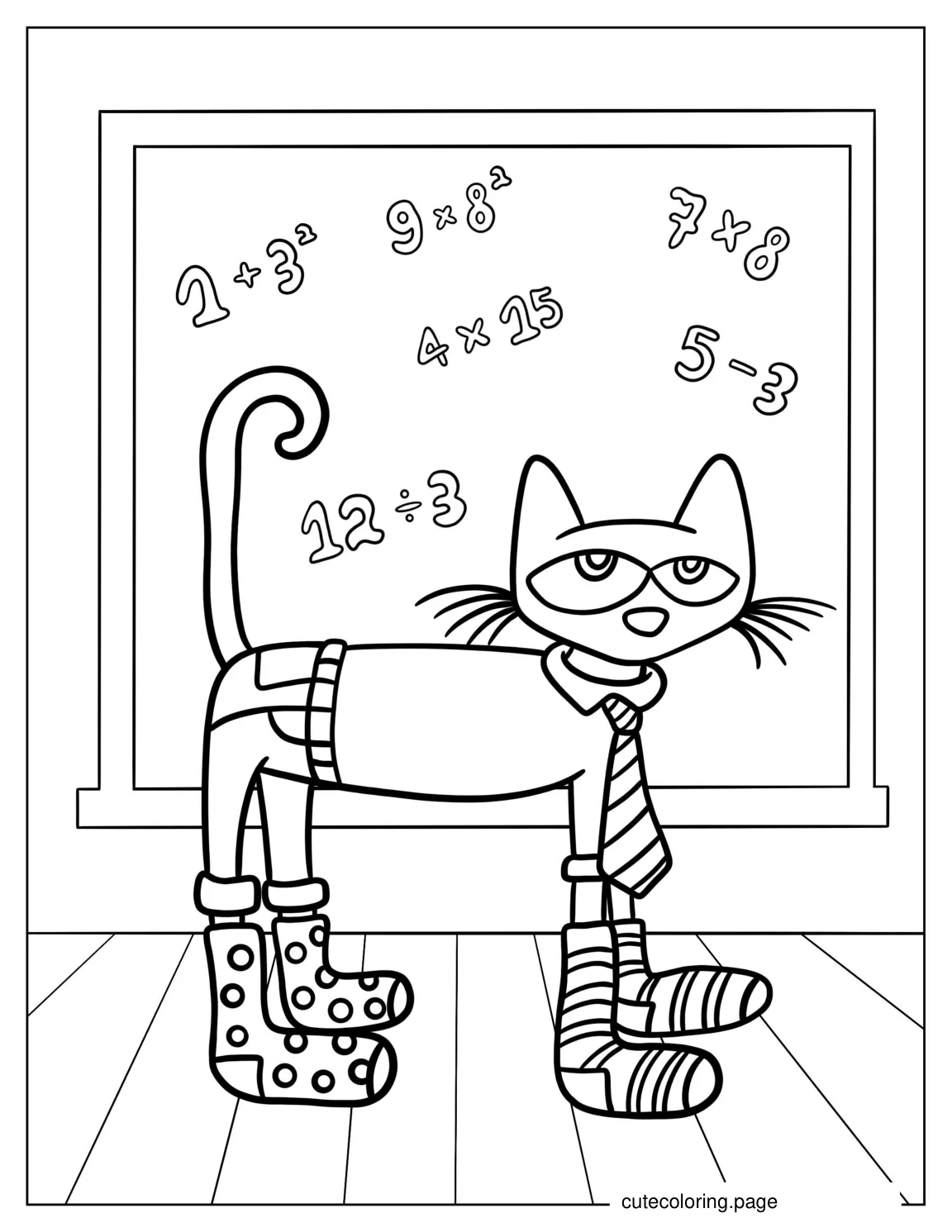 Pete The Cat At School Coloring Page coloring page