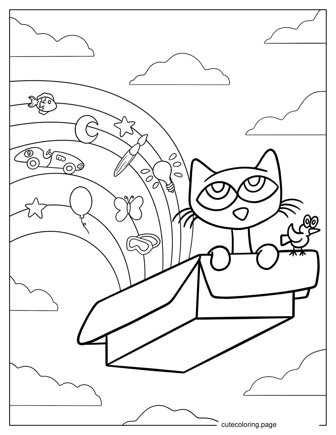 Pete The Cat With Yellow Bird coloring page