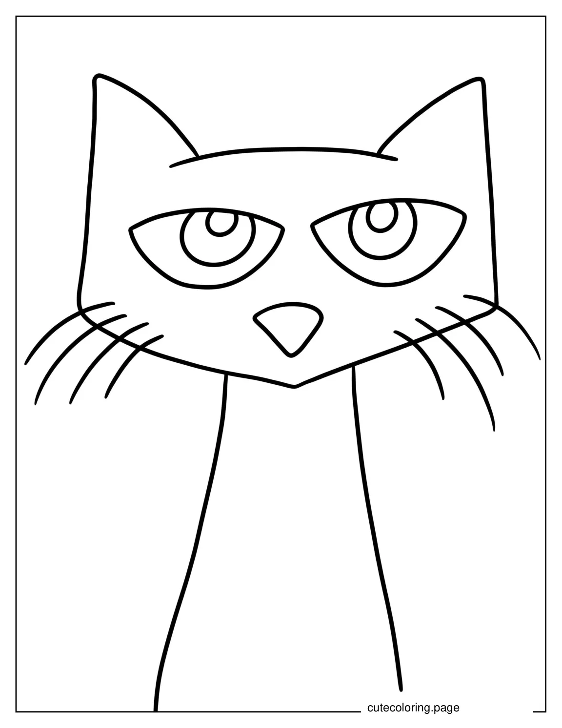 Simple To Color Drawing Of Pete The Cats Face coloring page