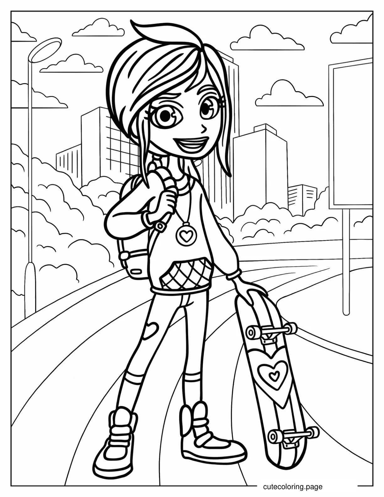 Easy Polly Pocket Holding Skareboard Coloring Sheet coloring page