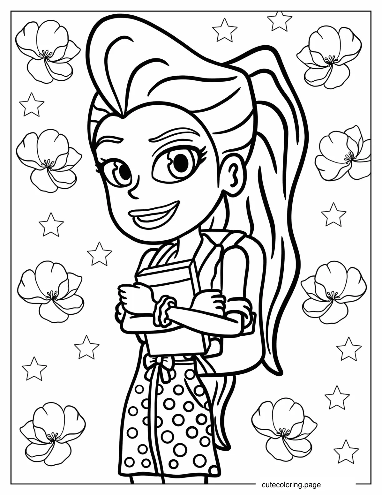 Lila Draper Holding Books coloring page