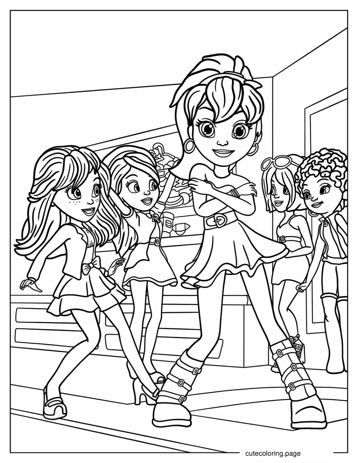 Polly Pocket Dancing With Friends Coloring Sheet coloring page