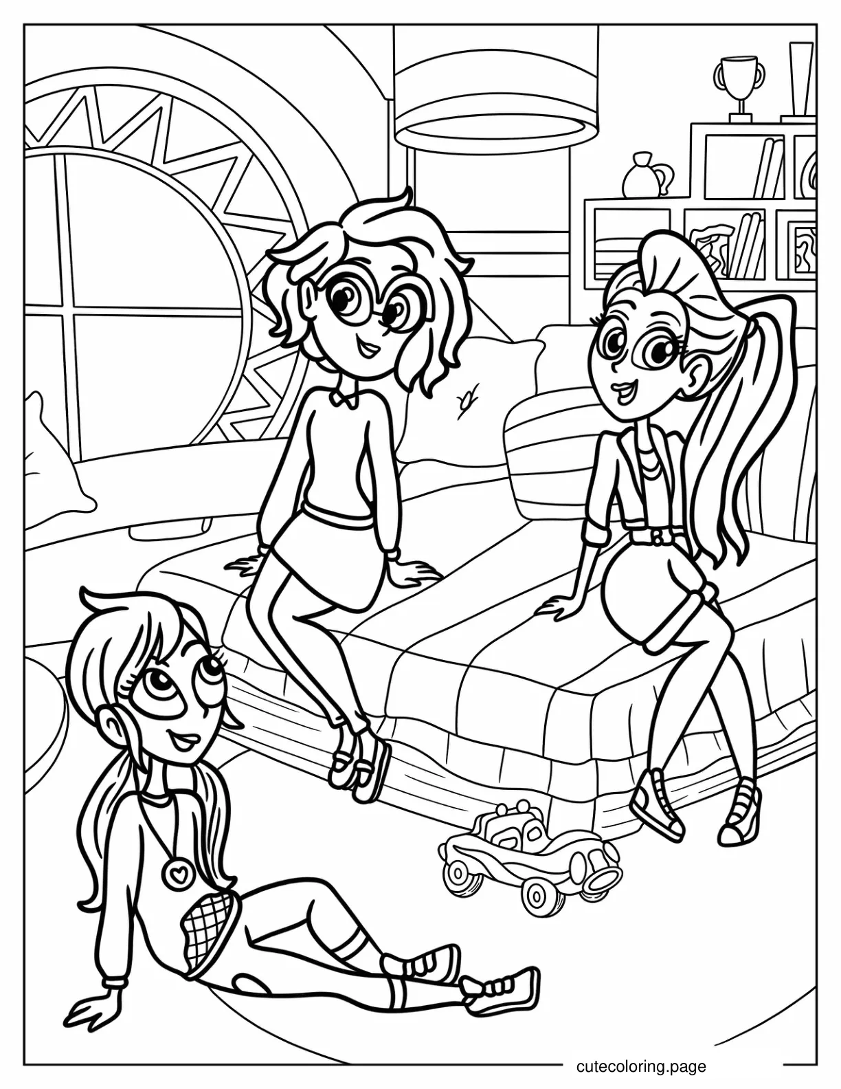 Polly Pocket Hanging Out With Shani Smith And Lila Draper Coloring Page coloring page