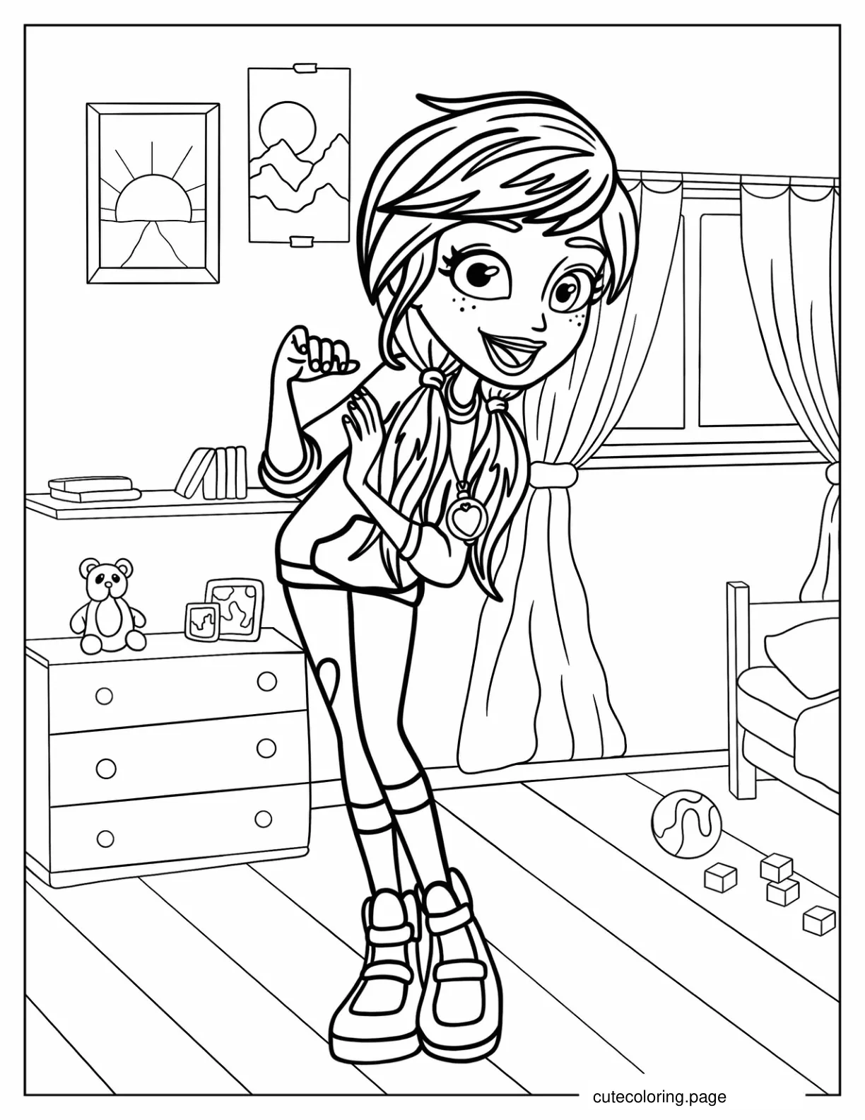 Polly Pocket In Her Bedroom Coloring Page For Kids coloring page