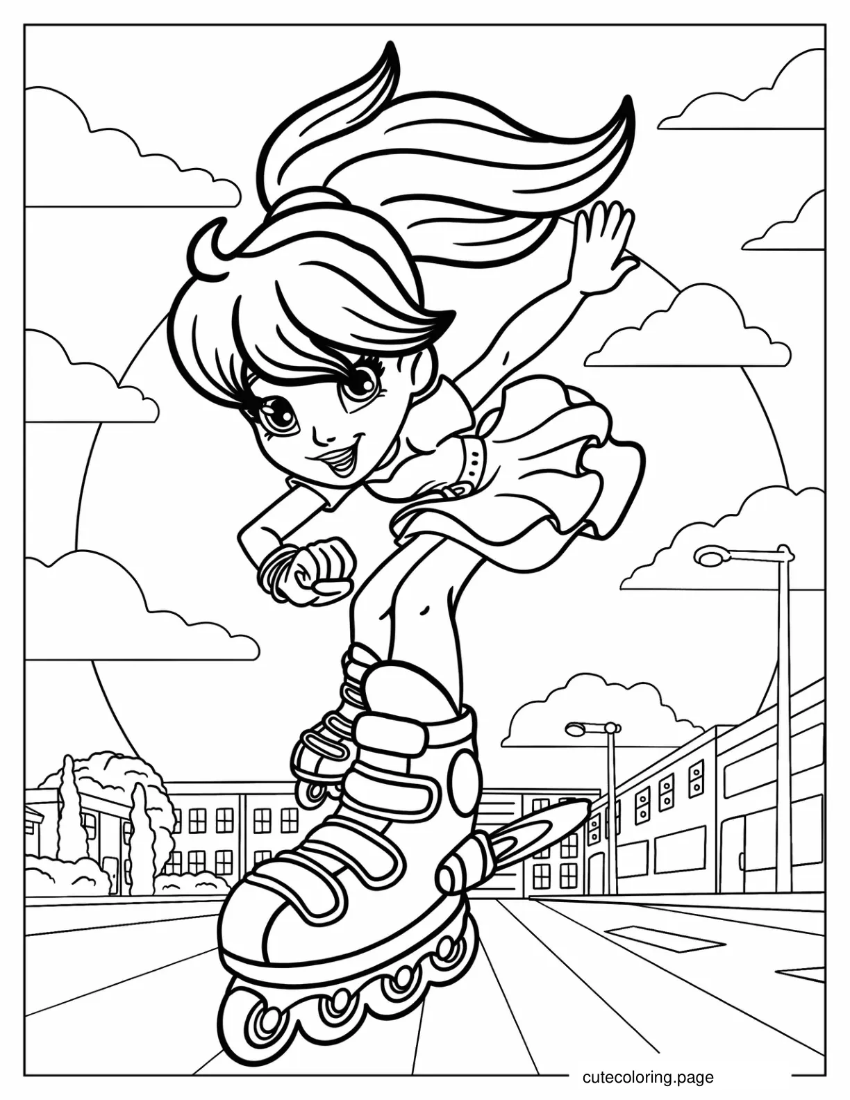 Polly Pocket In Rollerblades Coloring Sheet coloring page