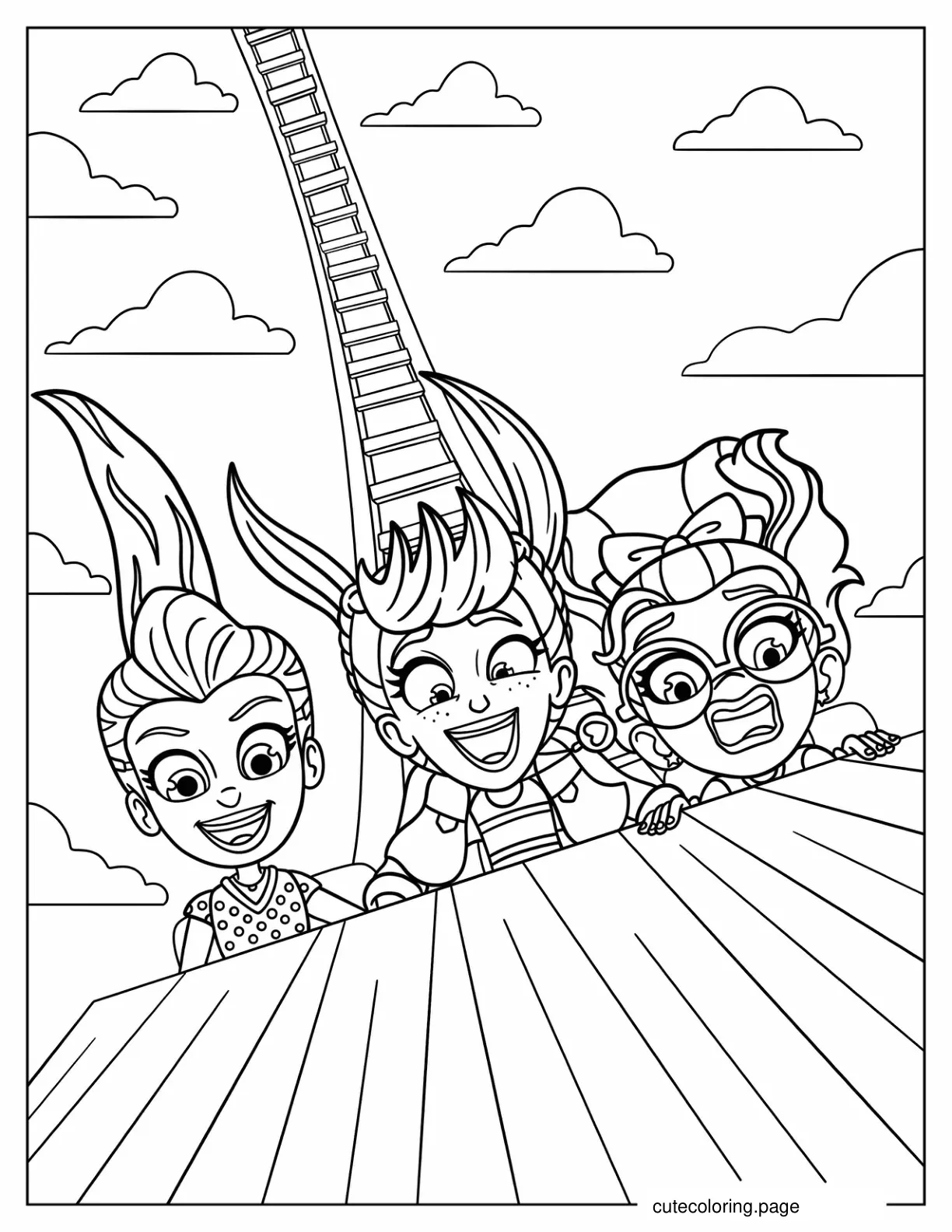 Polly Pocket Riding Rollercoaster With Lila And Shani Coloring Sheet coloring page