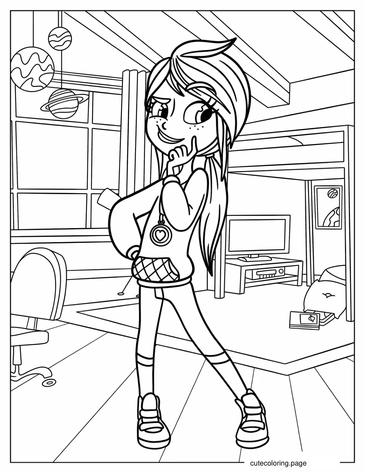 Polly Pocket Thinking Pose Coloring Page coloring page