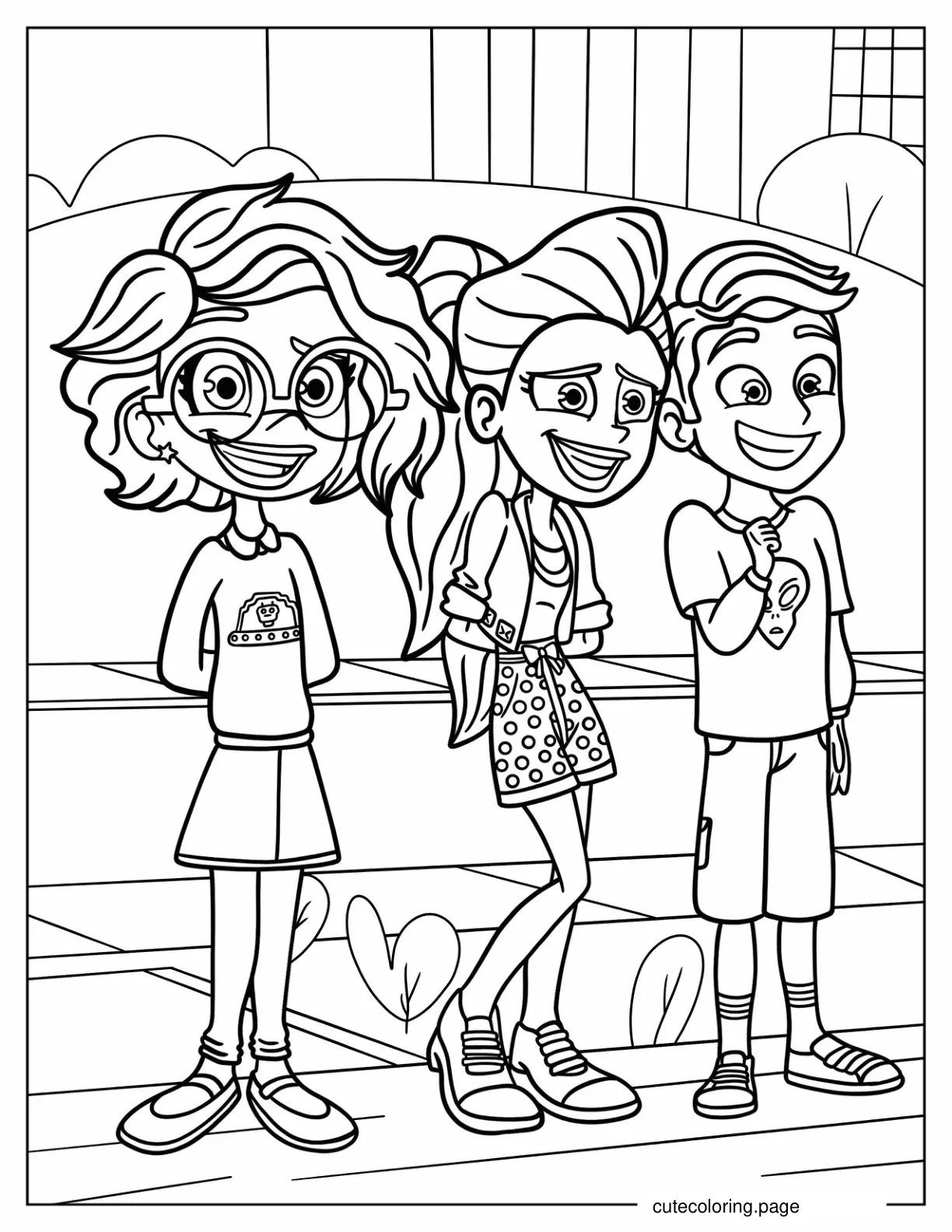 Shani Smith Lila Draper And Nikolas Wells Grinning Coloring Page coloring page