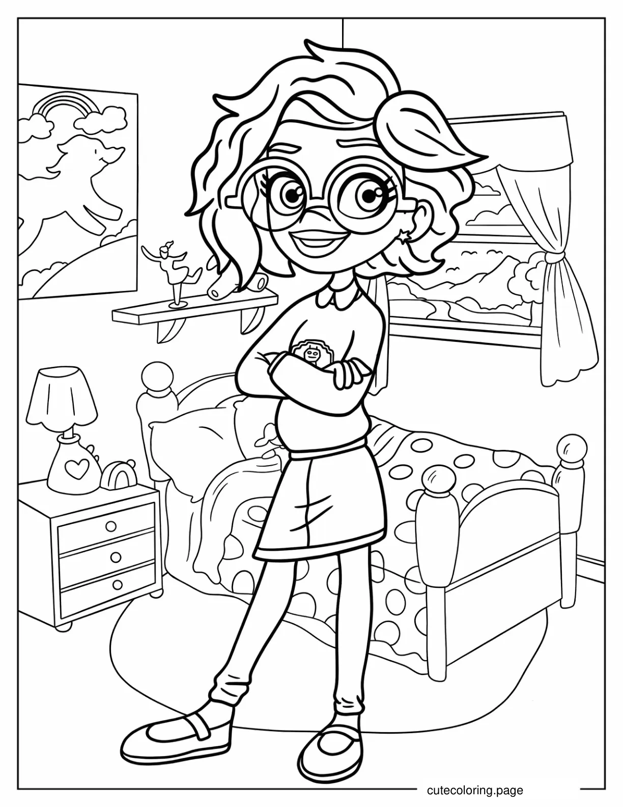 Shani Smith Standing In Bedroom Coloring Page For Kids coloring page