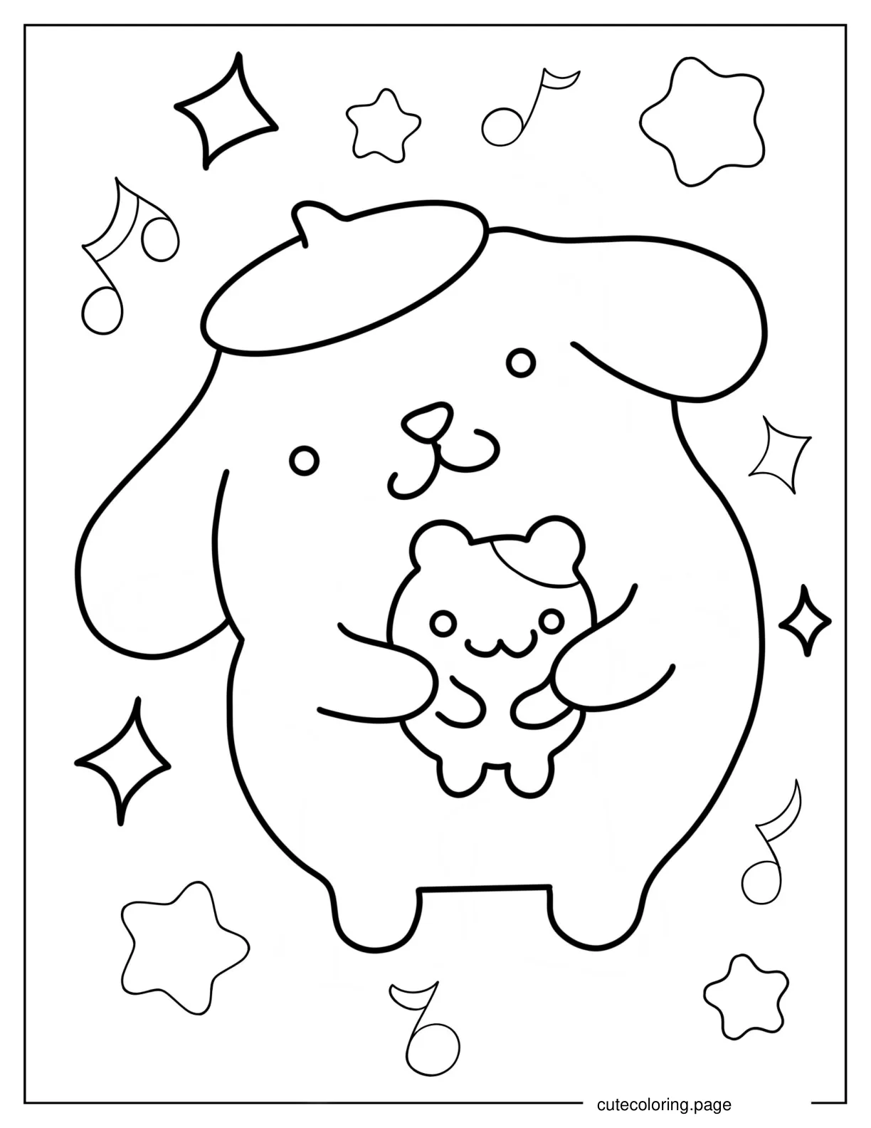 Pompompurin Hugging Muffin Coloring Page For Kids coloring page