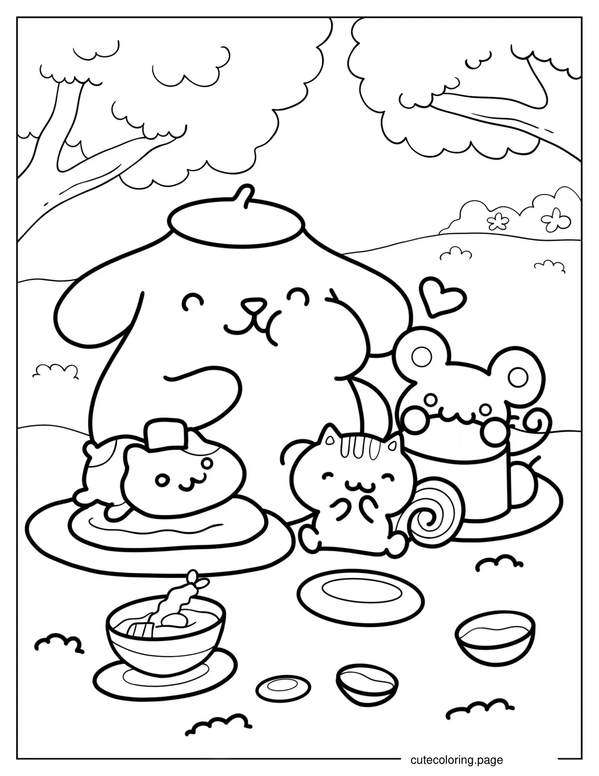 Pompompurin Purin With Muffin Bagel And Scone Coloring Page coloring page