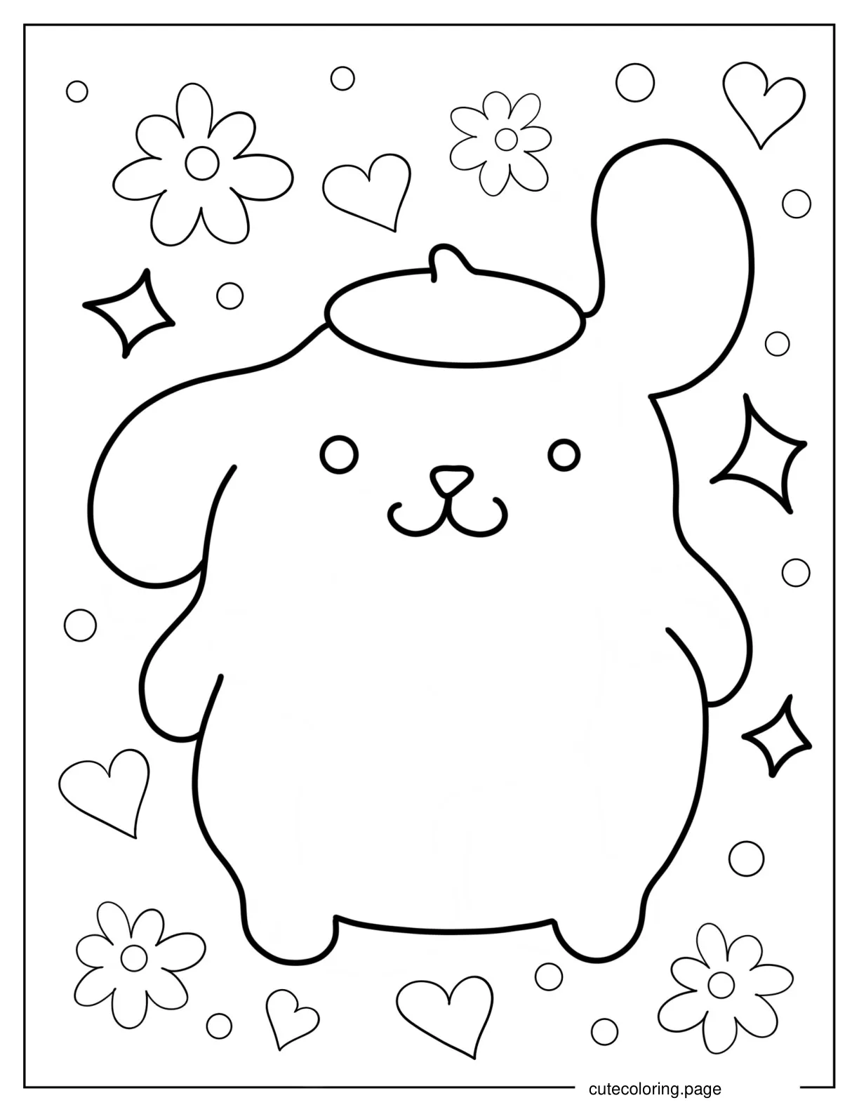 Pompompurin With Ear Up Coloring Page For Preschoolers coloring page