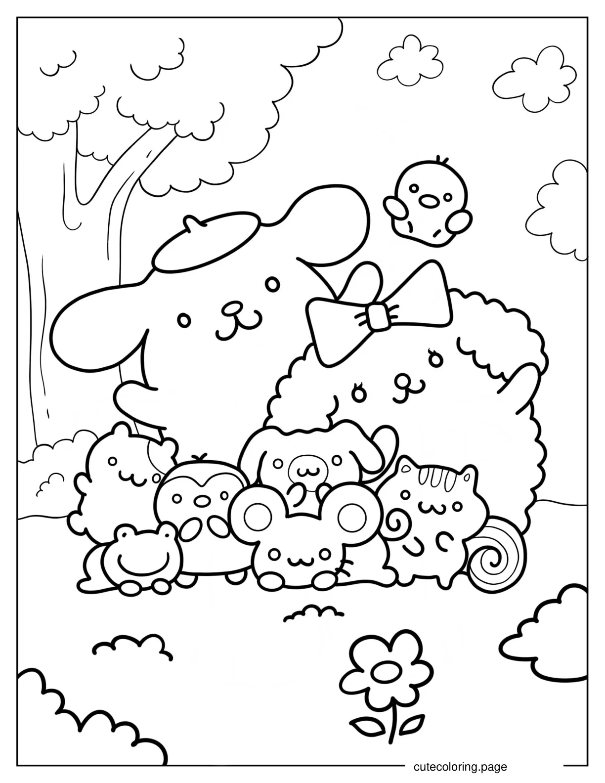 Pompompurin With Macaroon And Friends Coloring Page coloring page