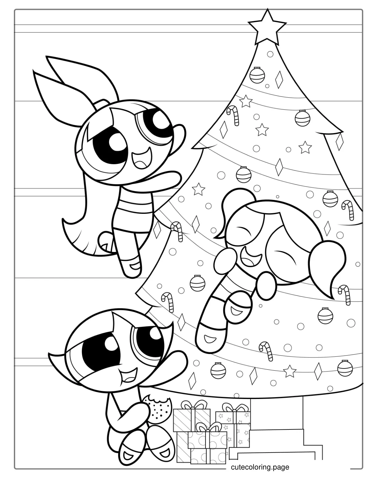 Christmas Themed Powerpuff Girls Coloring Picture coloring page