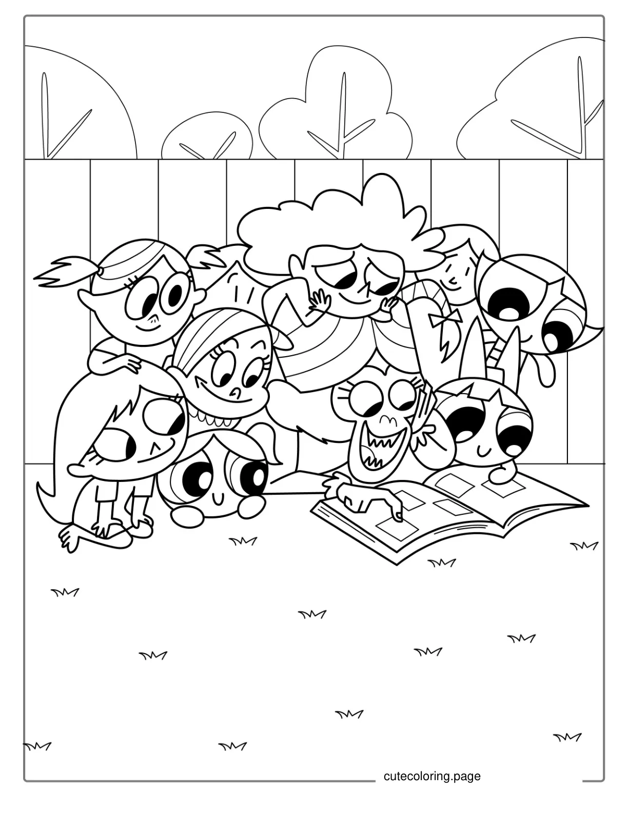 Coloring Page Of Powerpuff Girls Sleepover With Mojo coloring page