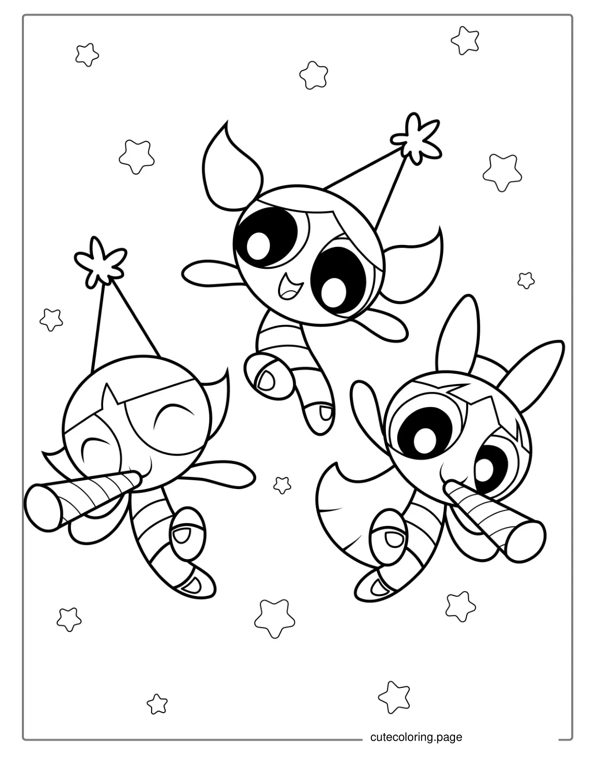 Happy Birthday Powerpuff Girls Coloring Page coloring page