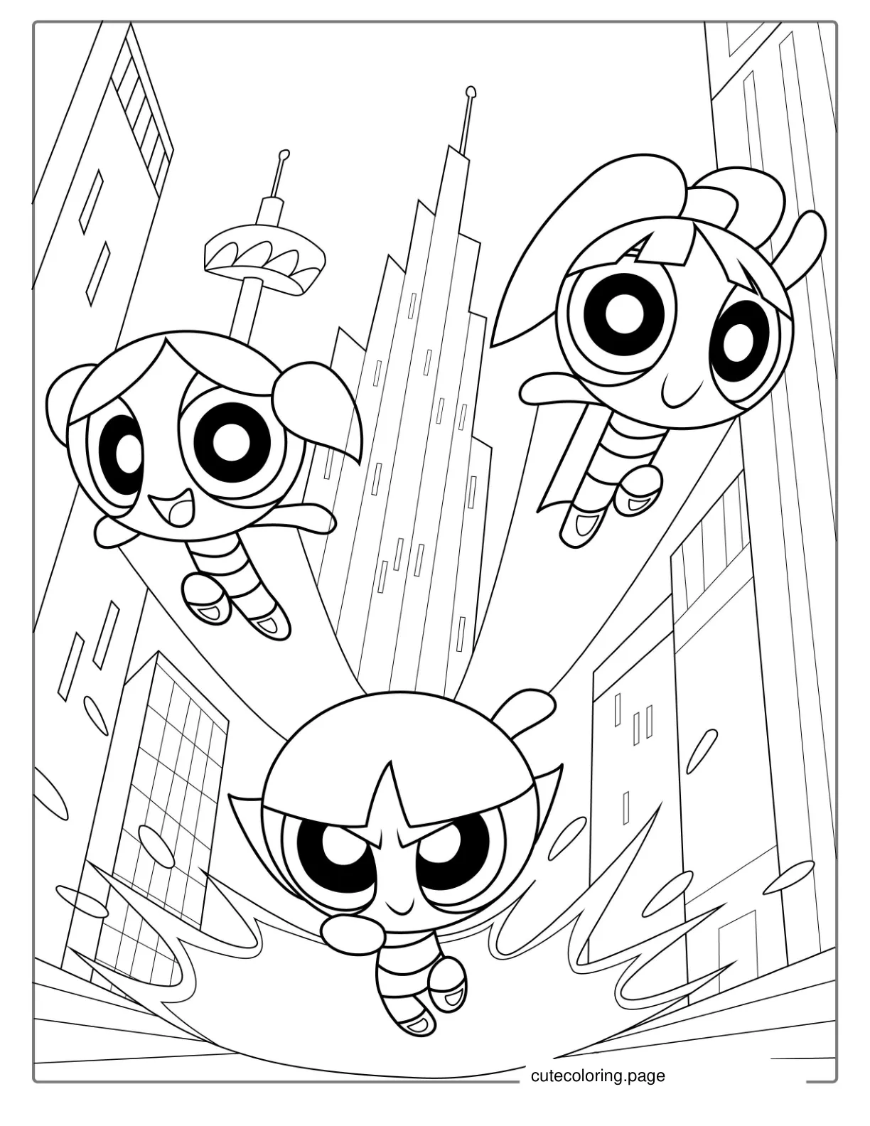 Powerpuff Girls Coloring Page For Kids coloring page