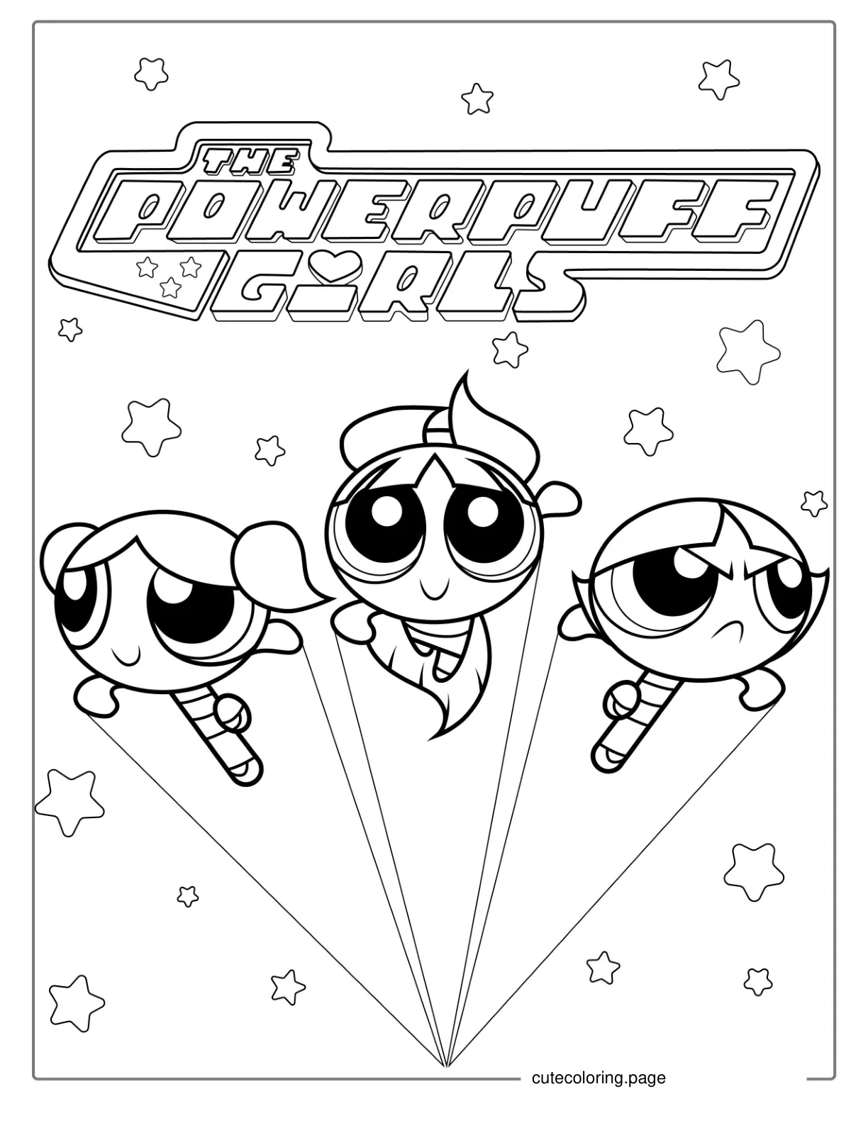 Powerpuff Girls Coloring Page With Logo coloring page