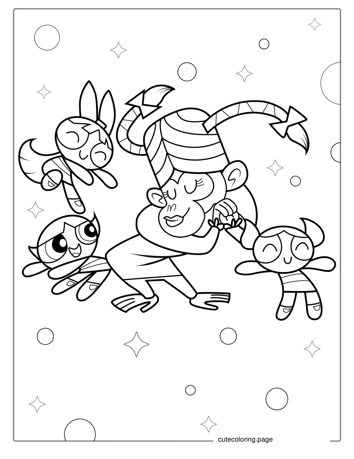 Powerpuff Girls Sleepover Coloring Page coloring page