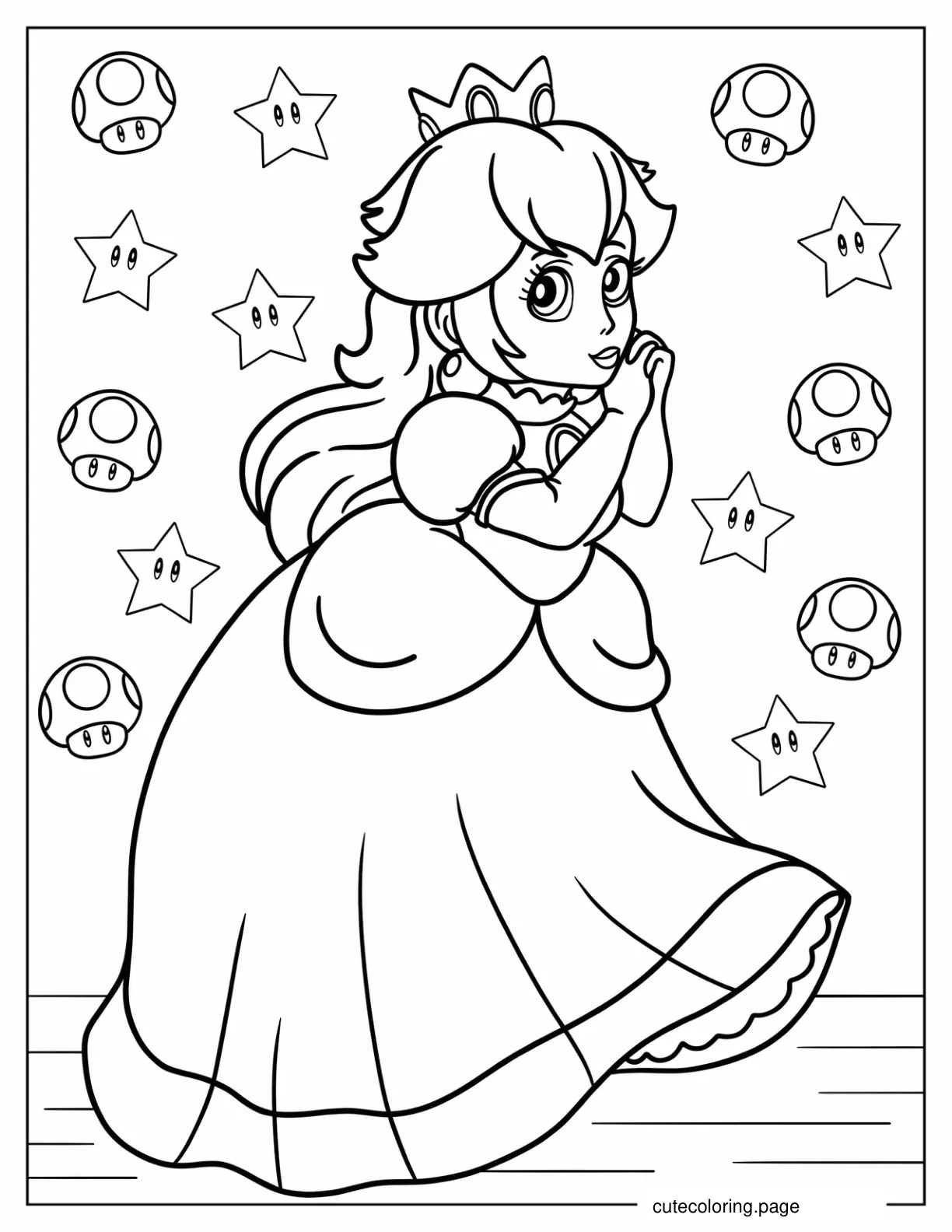 Chibi Princess Peach Coloring Page coloring page