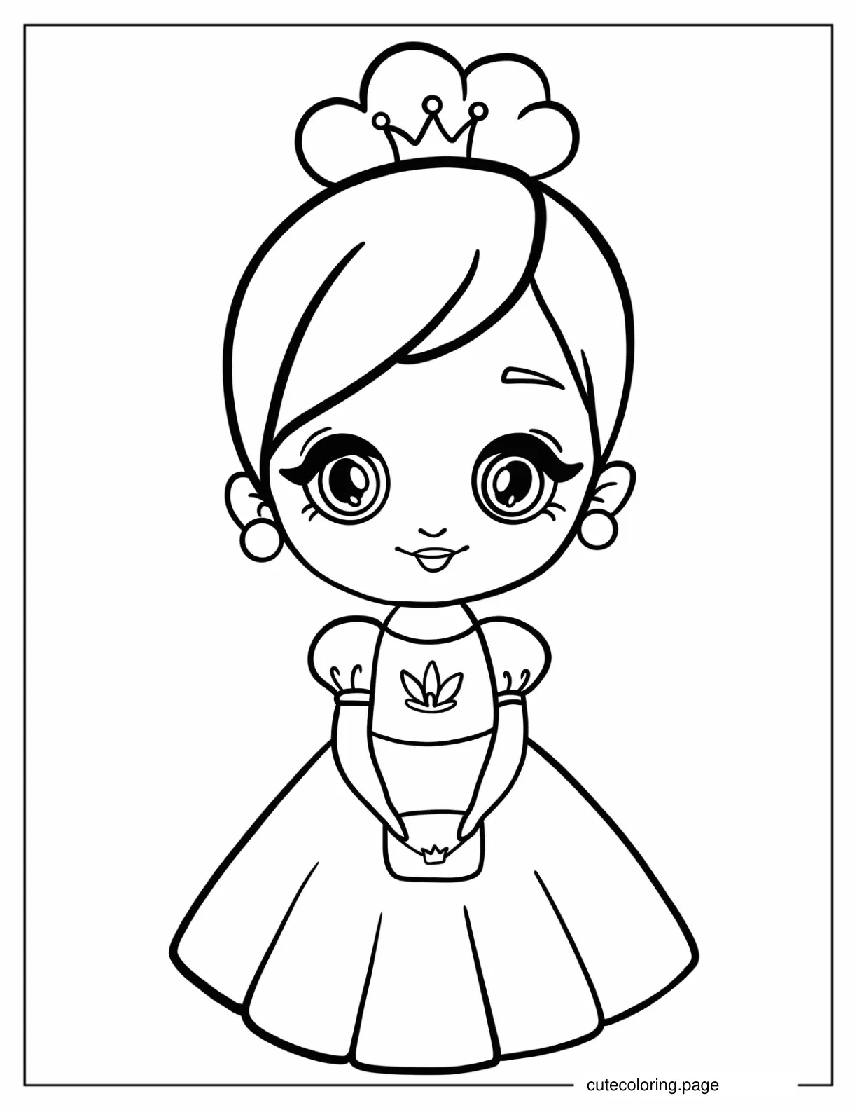 Cute Chibi Princess Coloring Sheet For Preschoolers coloring page