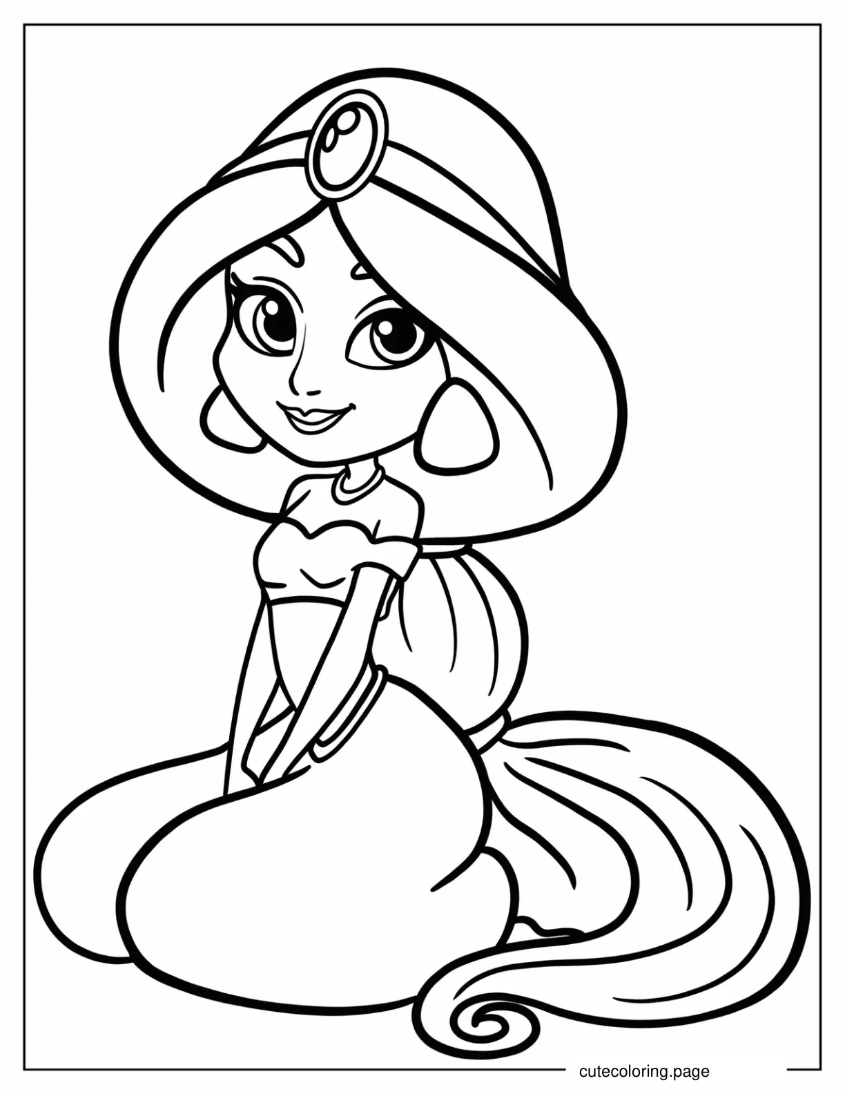 Cute Princess Jasmine Coloring Page coloring page