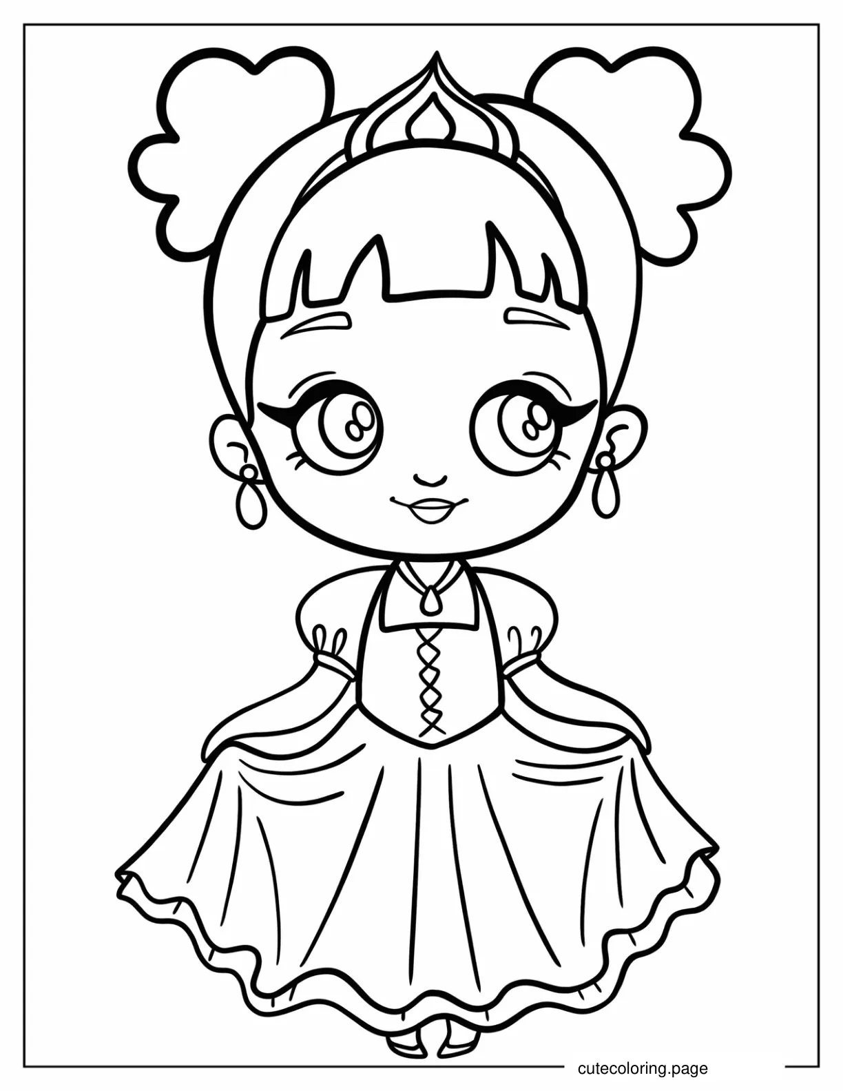 Kawaii Little Princess Coloring Page For Preschoolers coloring page