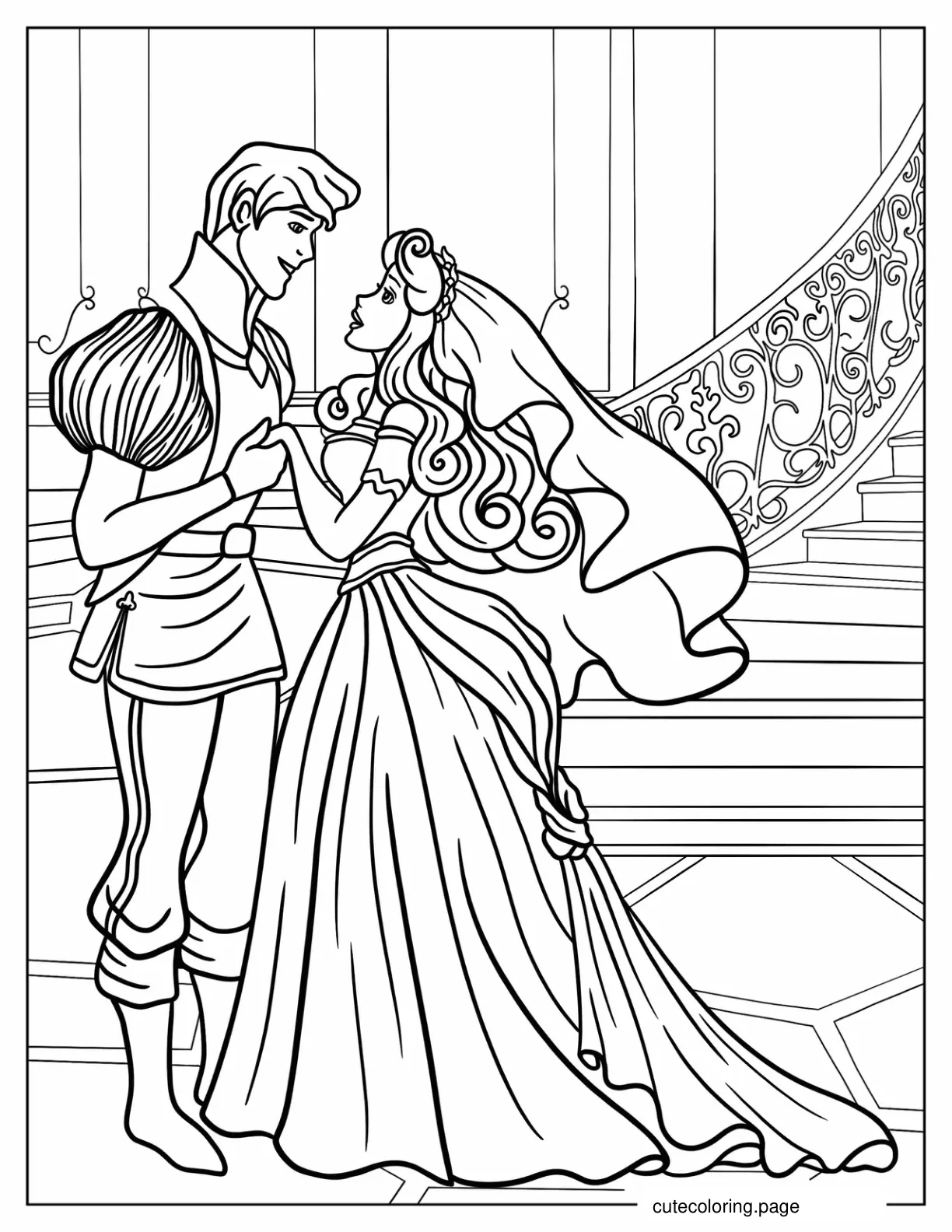 Prince Philip And Aurora Wedding Day Coloring Sheet coloring page