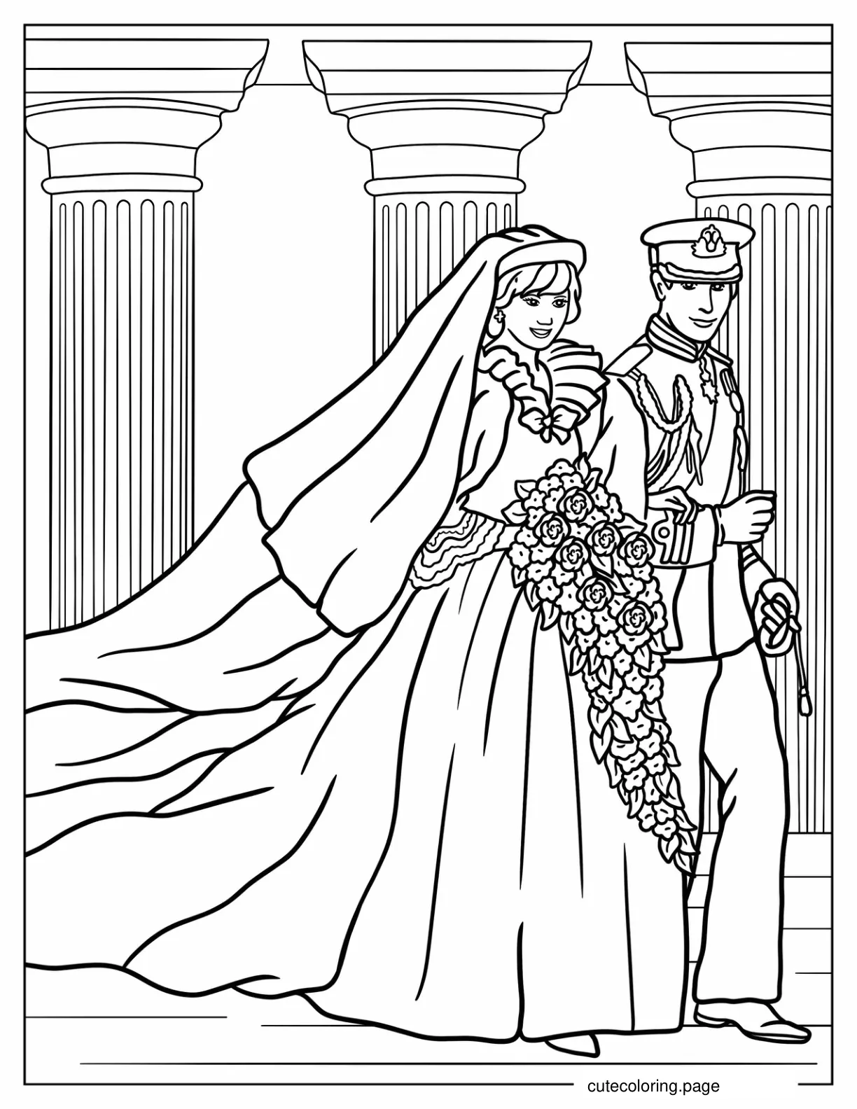 Princess Diana And Prince Charles Wedding Coloring Page coloring page