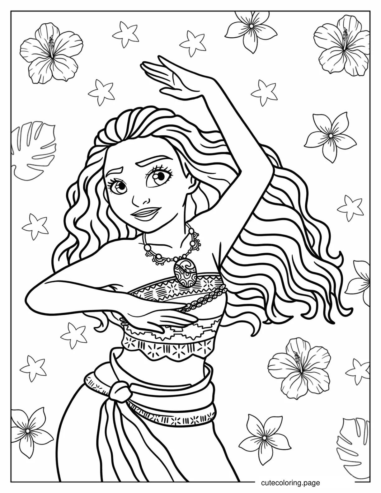 Princess Moana Dancing coloring page