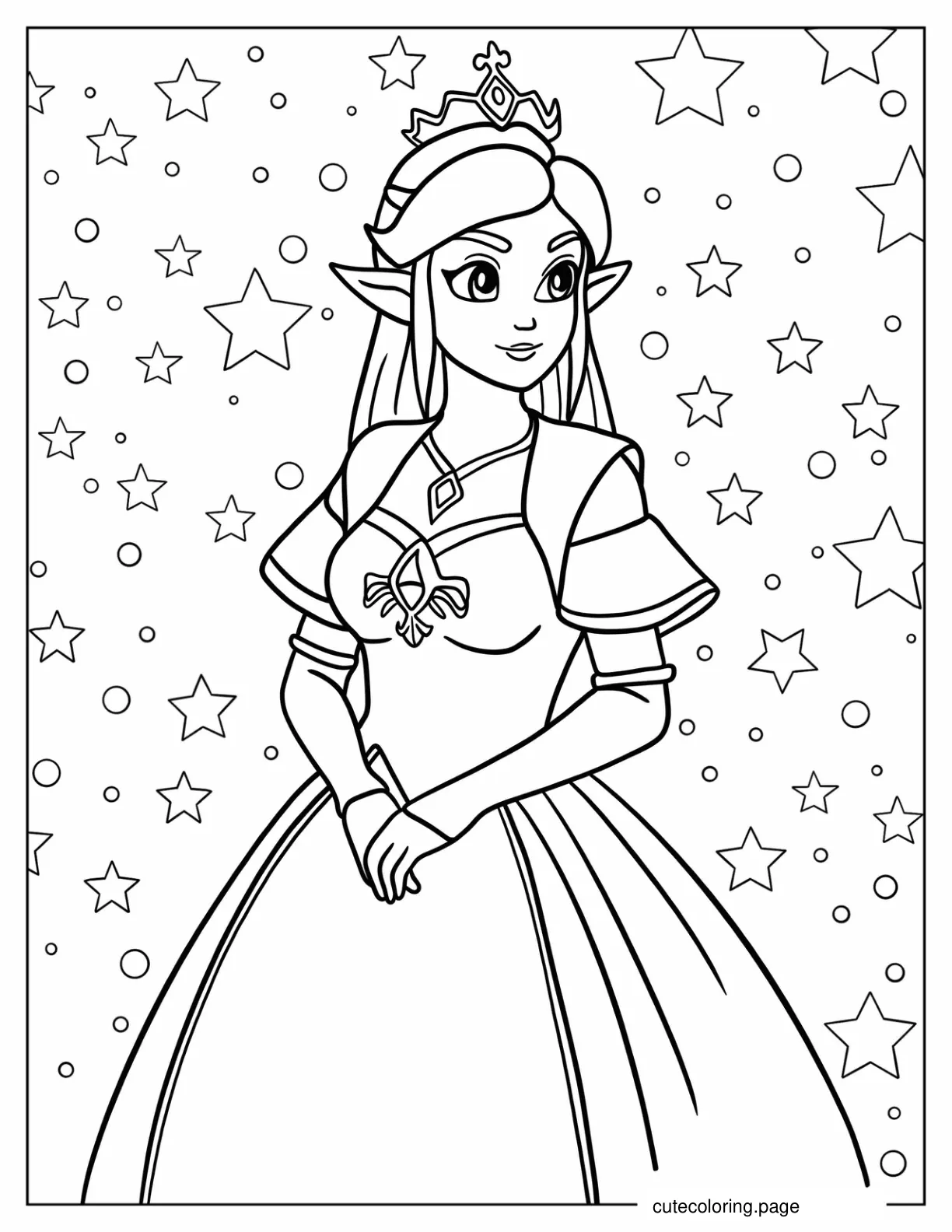 Princess Zelda In Gown Coloring Sheet coloring page