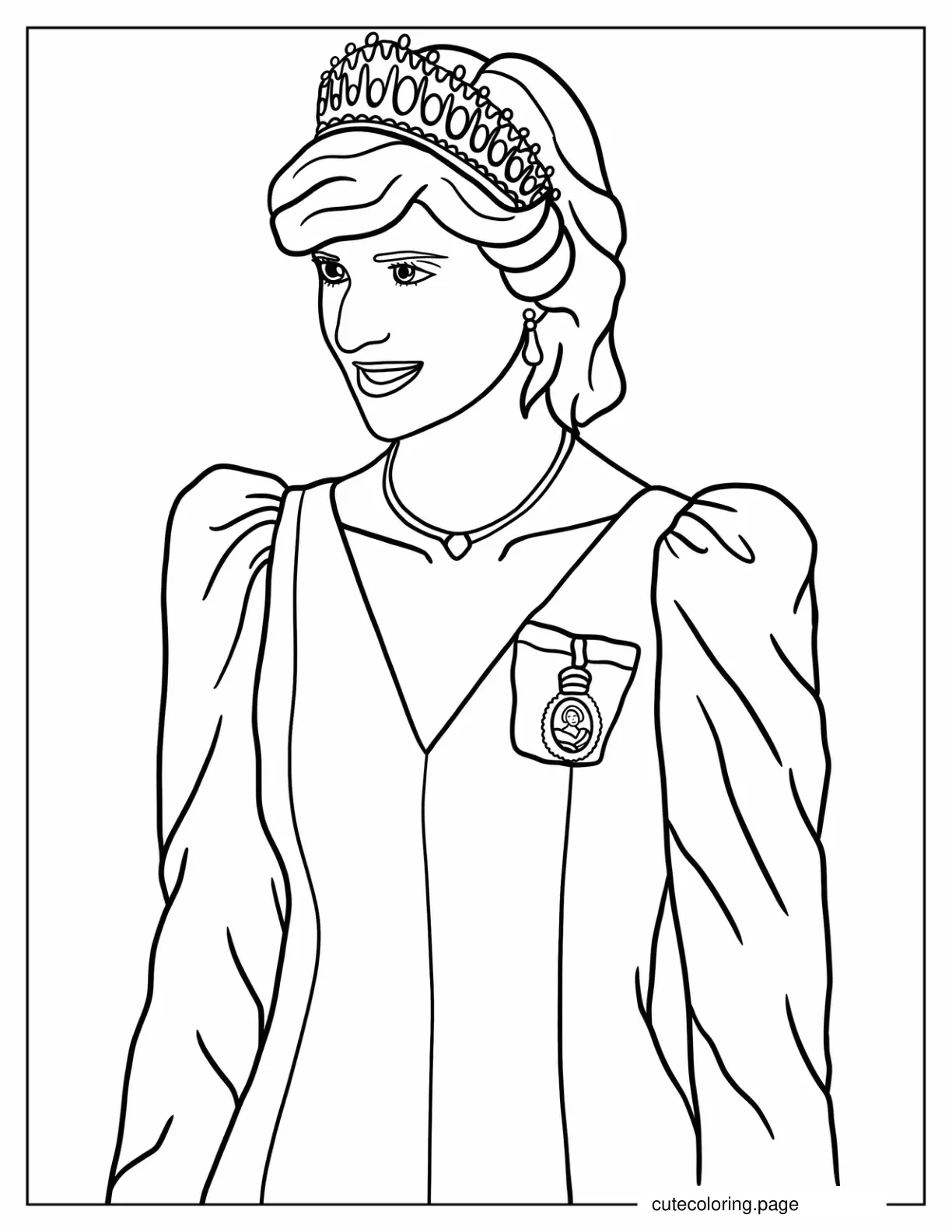Realistic Princess Diana Coloring Page coloring page