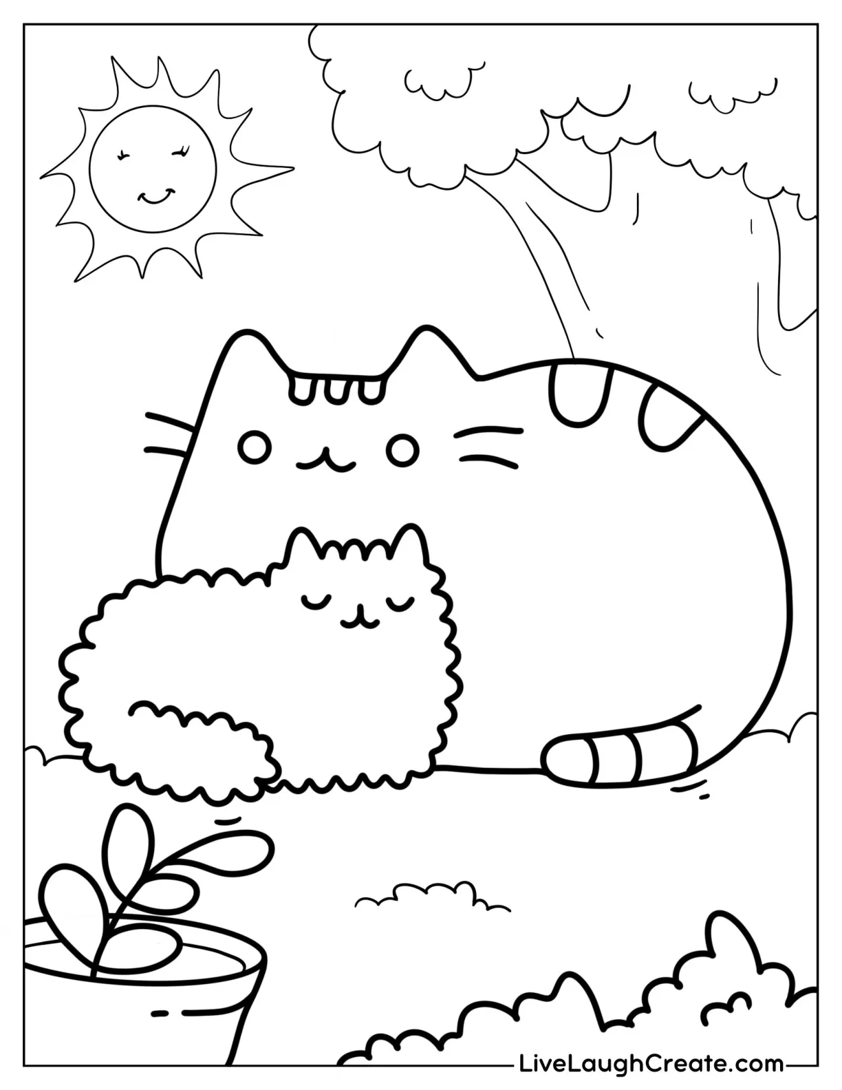 Adorable Pusheen And Stormy In The Sunshine coloring page