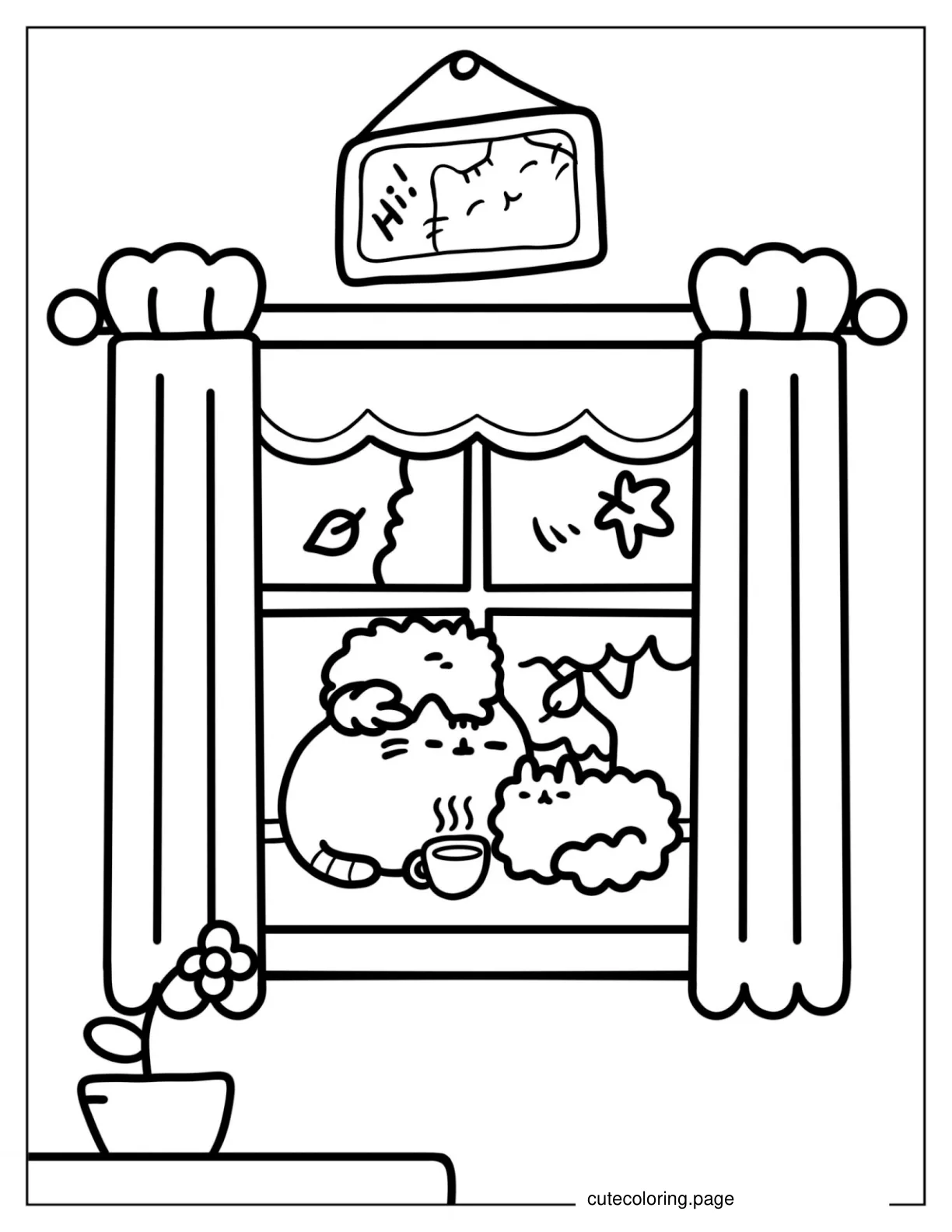 Aesthetic Kawaii Pusheen Coloring Page coloring page