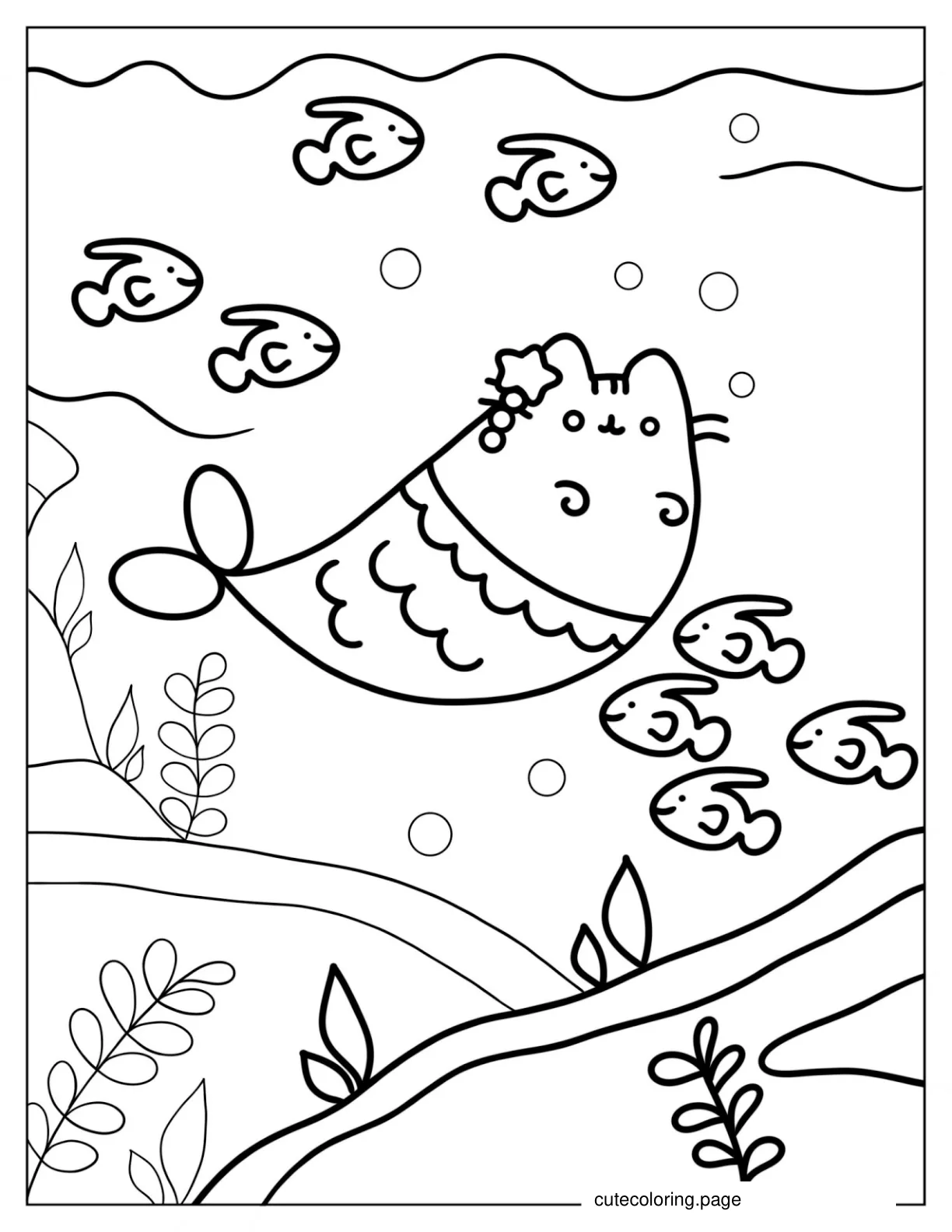 Coloring Page Of Mermaid Pusheen coloring page