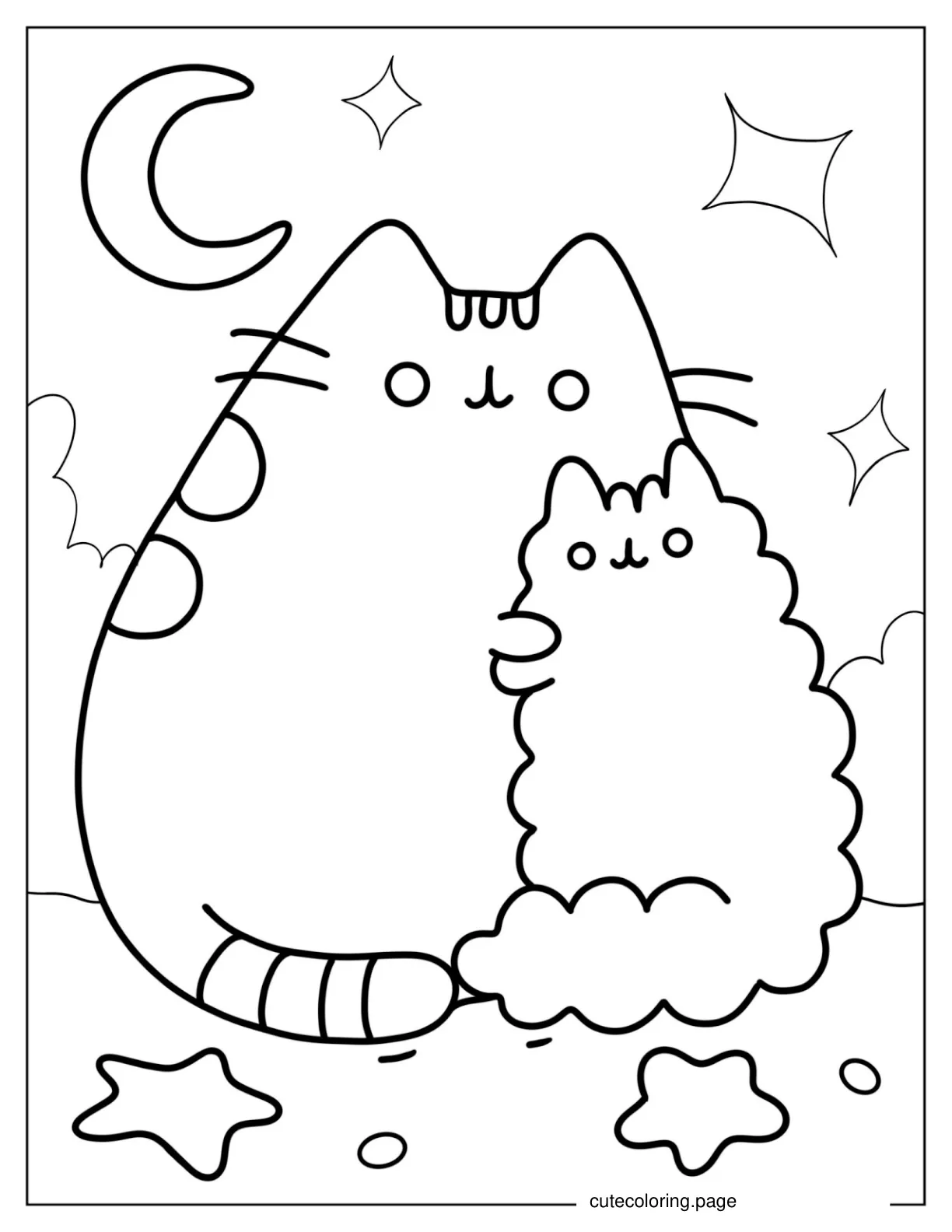 Easy Coloring Page Of Pusheen And Stormy coloring page