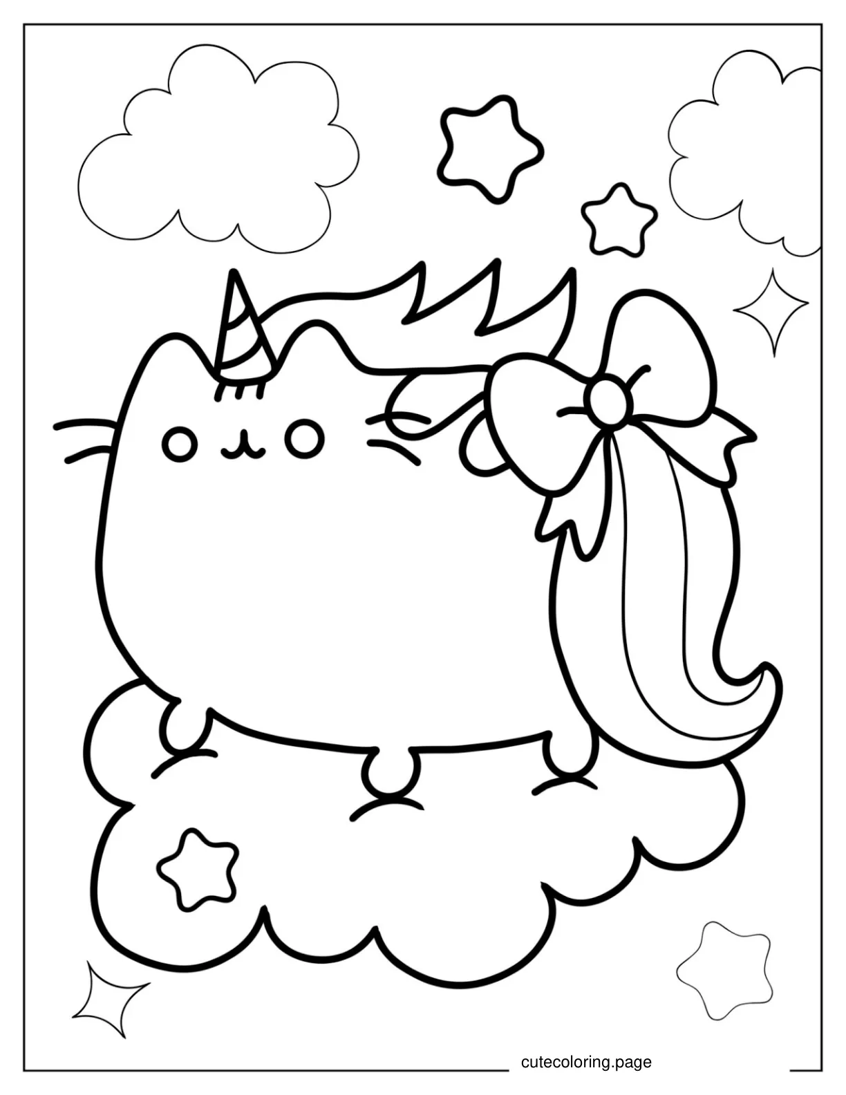 Kawaii Unicorn Pusheen Coloring Sheet coloring page