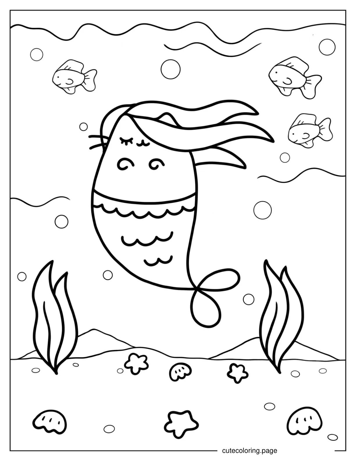 Mermaid Pusheen Coloring Page coloring page