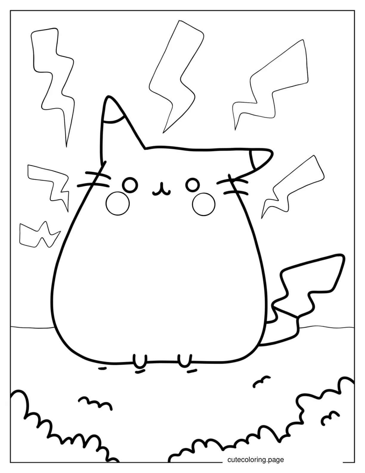 Pikachu Pusheen Pokemon Coloring Page coloring page