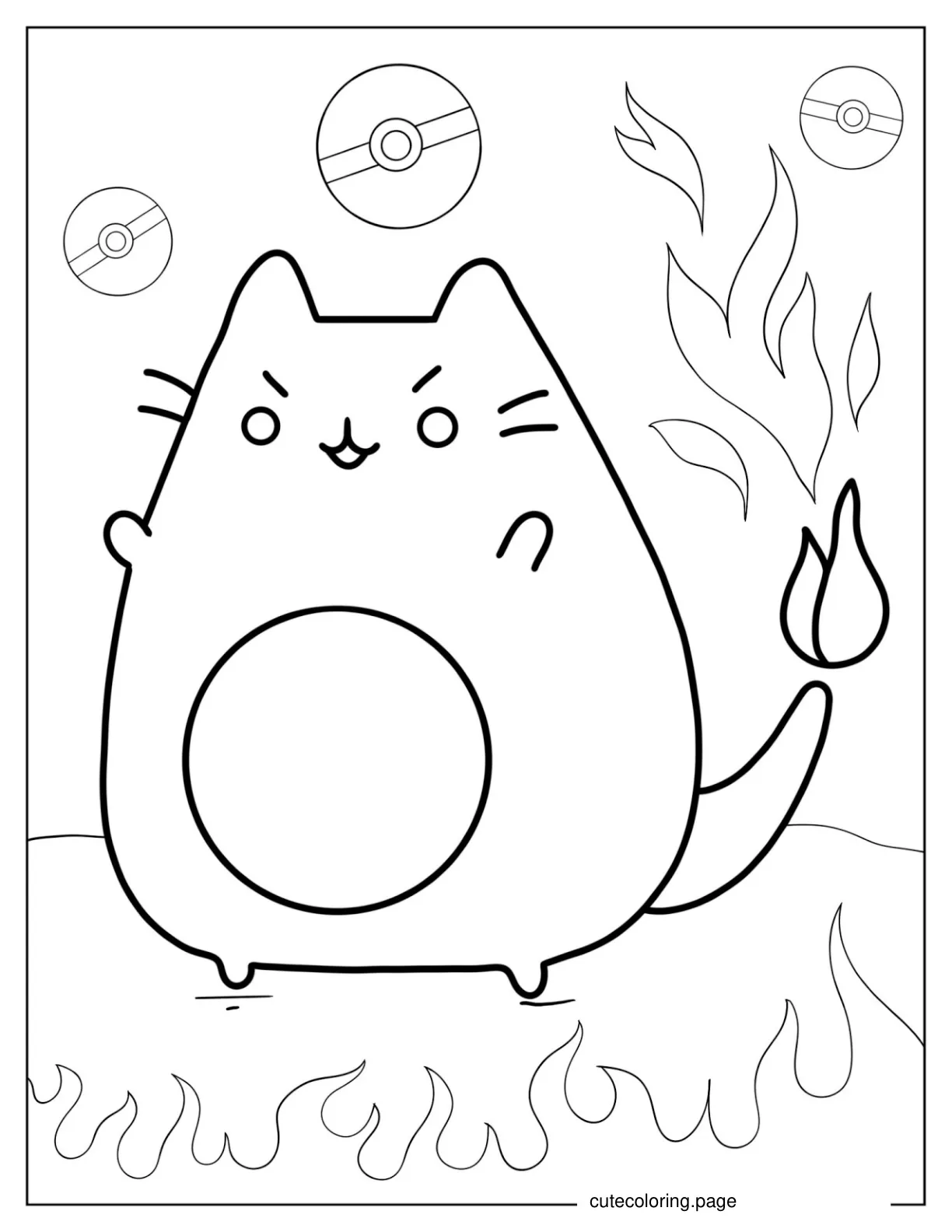 Pusheen Charizard Pokemon Coloring Sheet coloring page