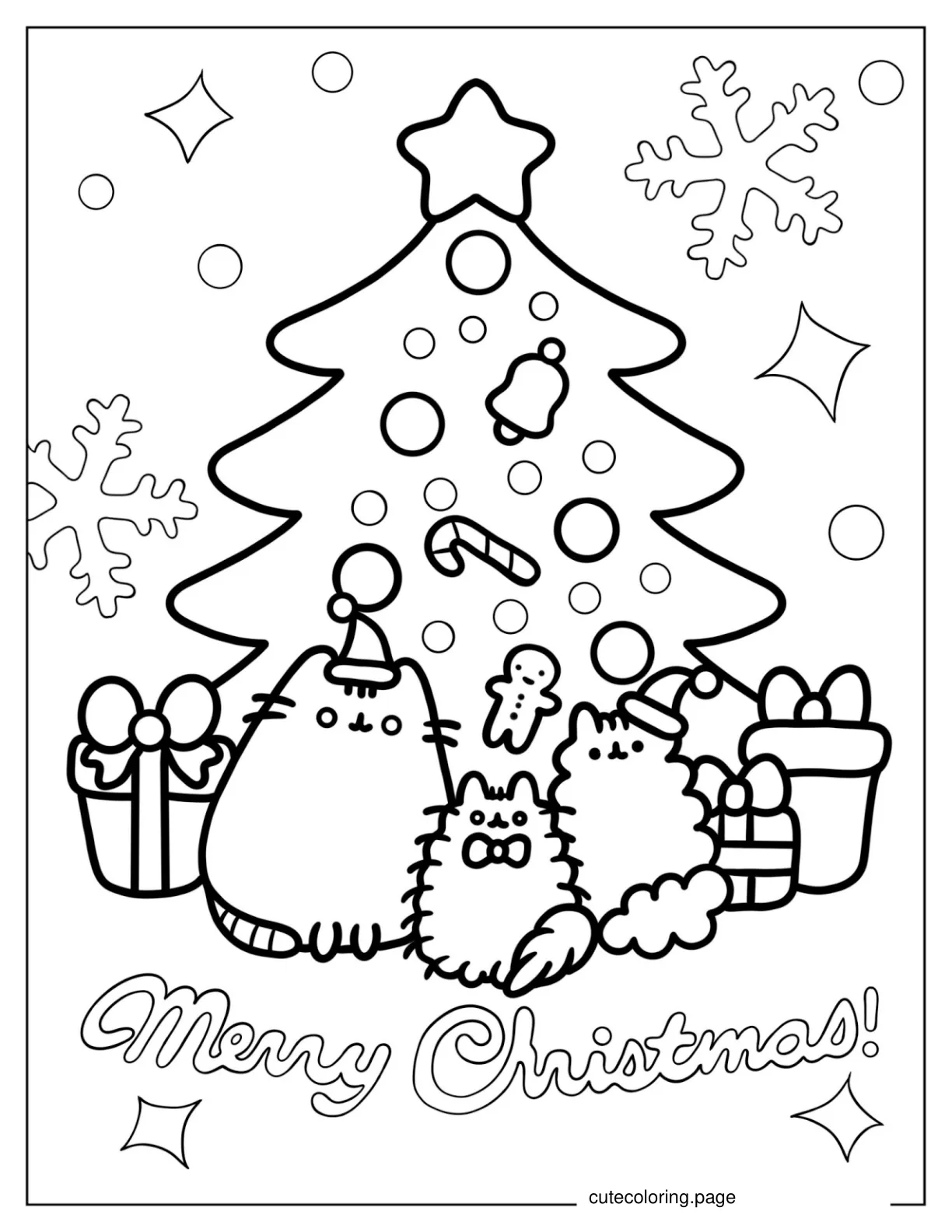 Pusheen Merry Christmas Coloring Page coloring page