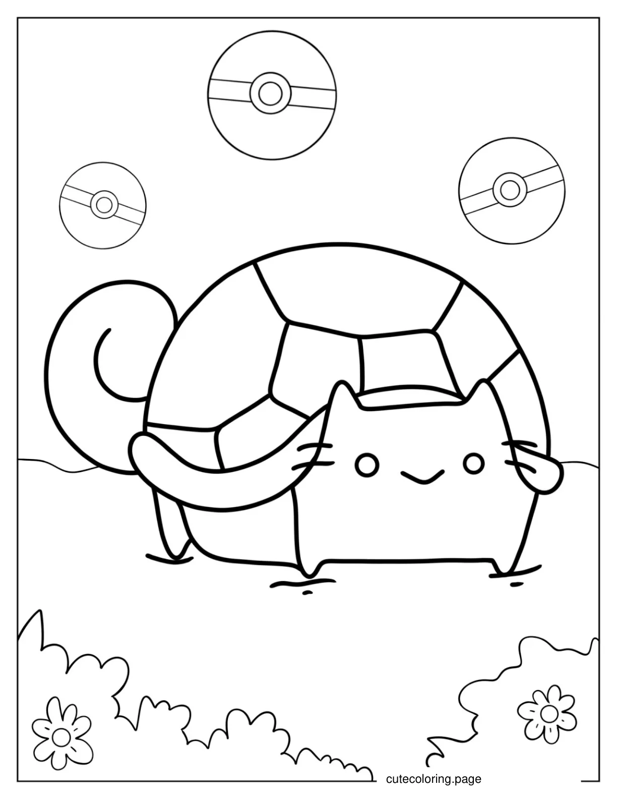 Pusheen Squirtle Pokemon To Color coloring page